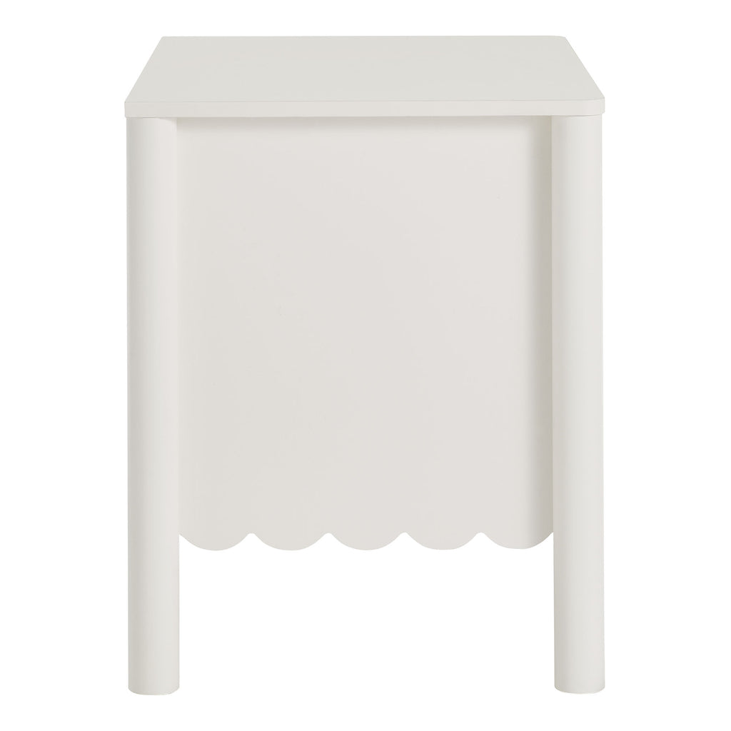 Emmeline Scalloped 2-Drawer Nightstand - White