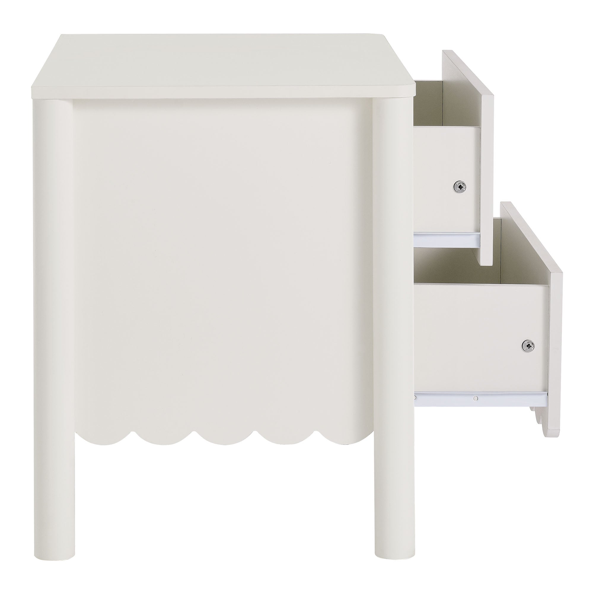 Emmeline Scalloped 2-Drawer Nightstand - White
