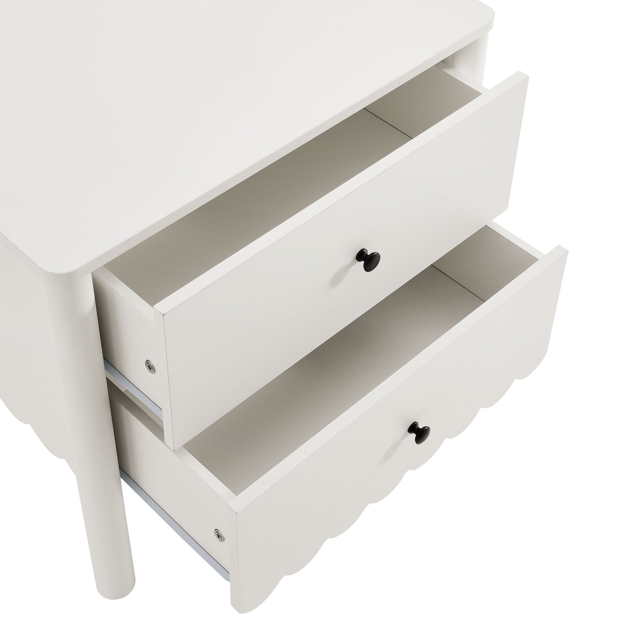 Emmeline Scalloped 2-Drawer Nightstand - White