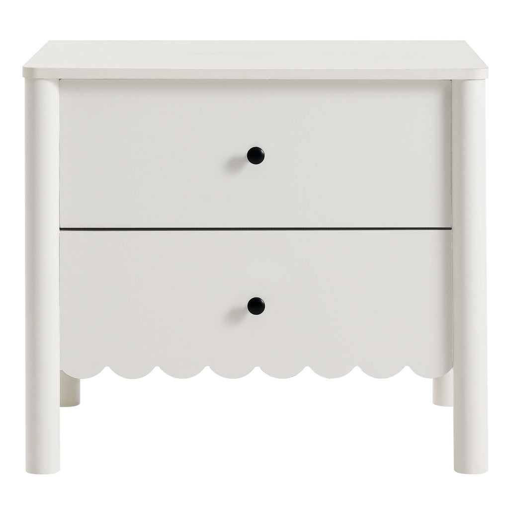 Emmeline Scalloped 2-Drawer Nightstand - White