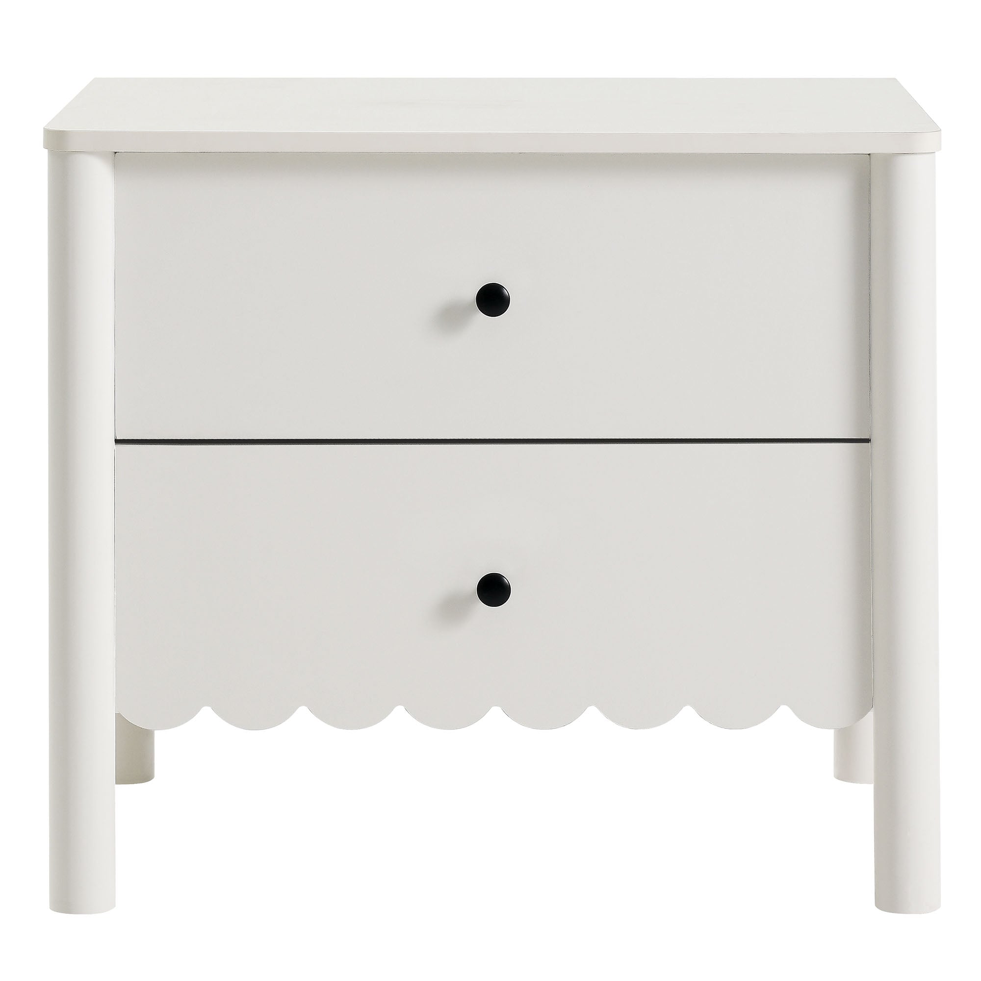 Emmeline Scalloped 2-Drawer Nightstand - White