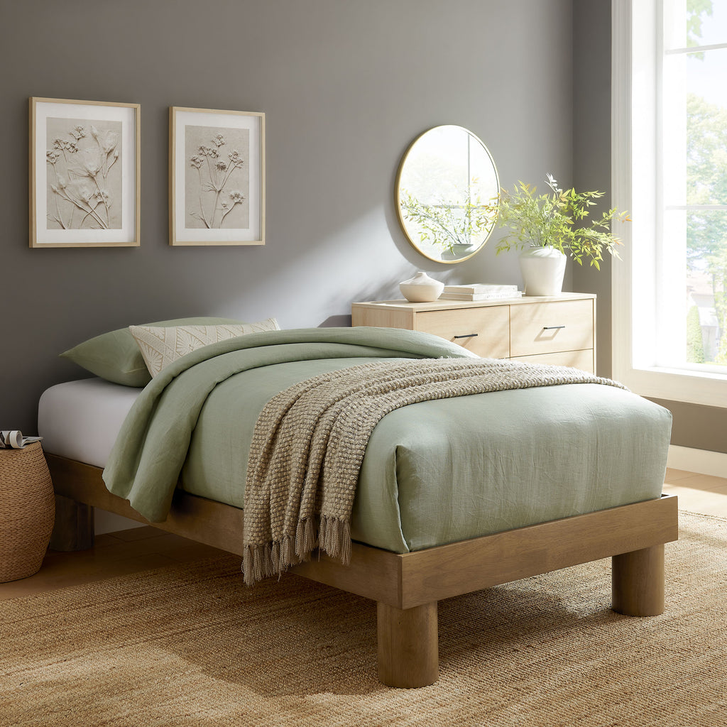 Runa Wood Twin Platform Bed - French Oak