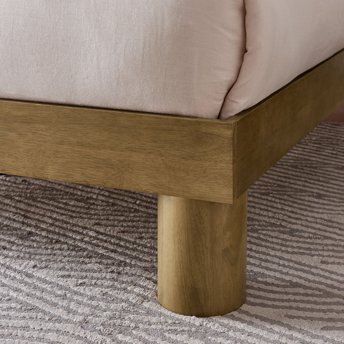 Runa Wood Queen Platform Bed - French Oak