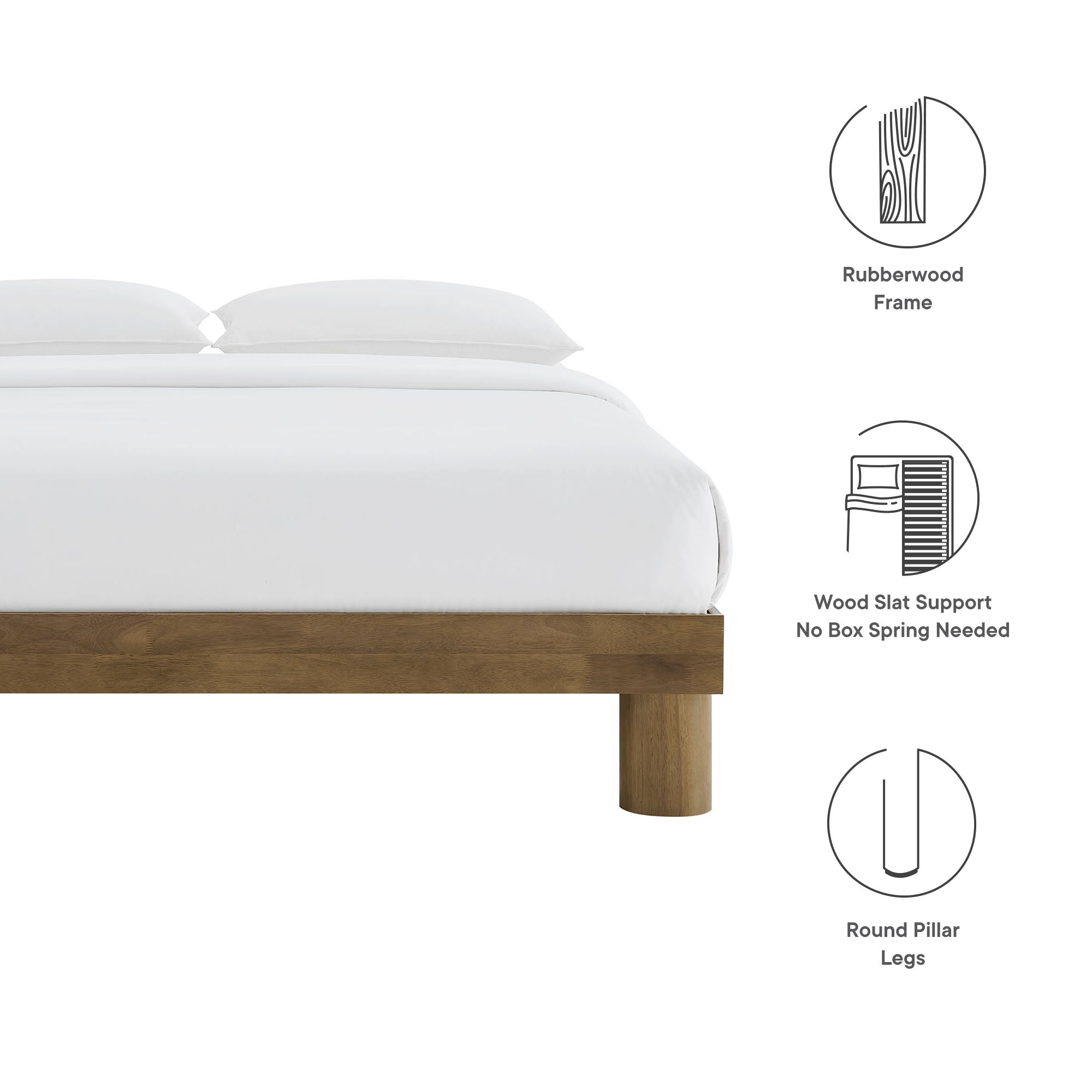 Runa Wood Queen Platform Bed - French Oak