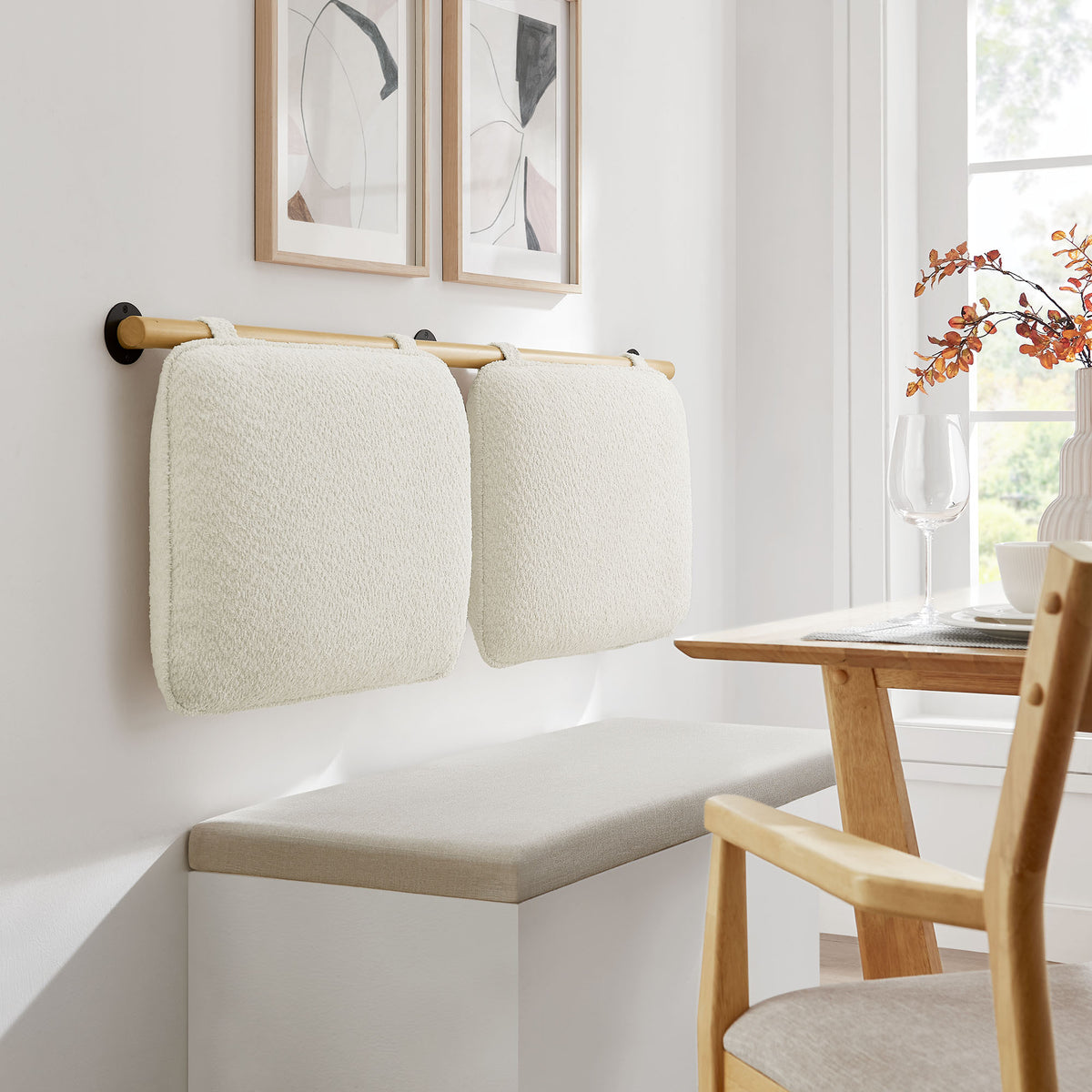 Anela Wall-Mounted Chenille Upholstered Full Headboard - Cream Natural