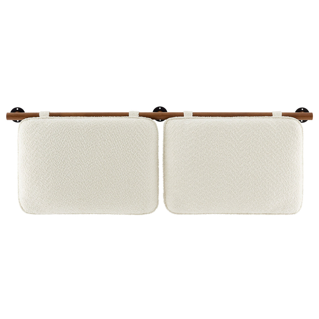 Anela Wall-Mounted Chenille Upholstered Full Headboard - Cream Walnut