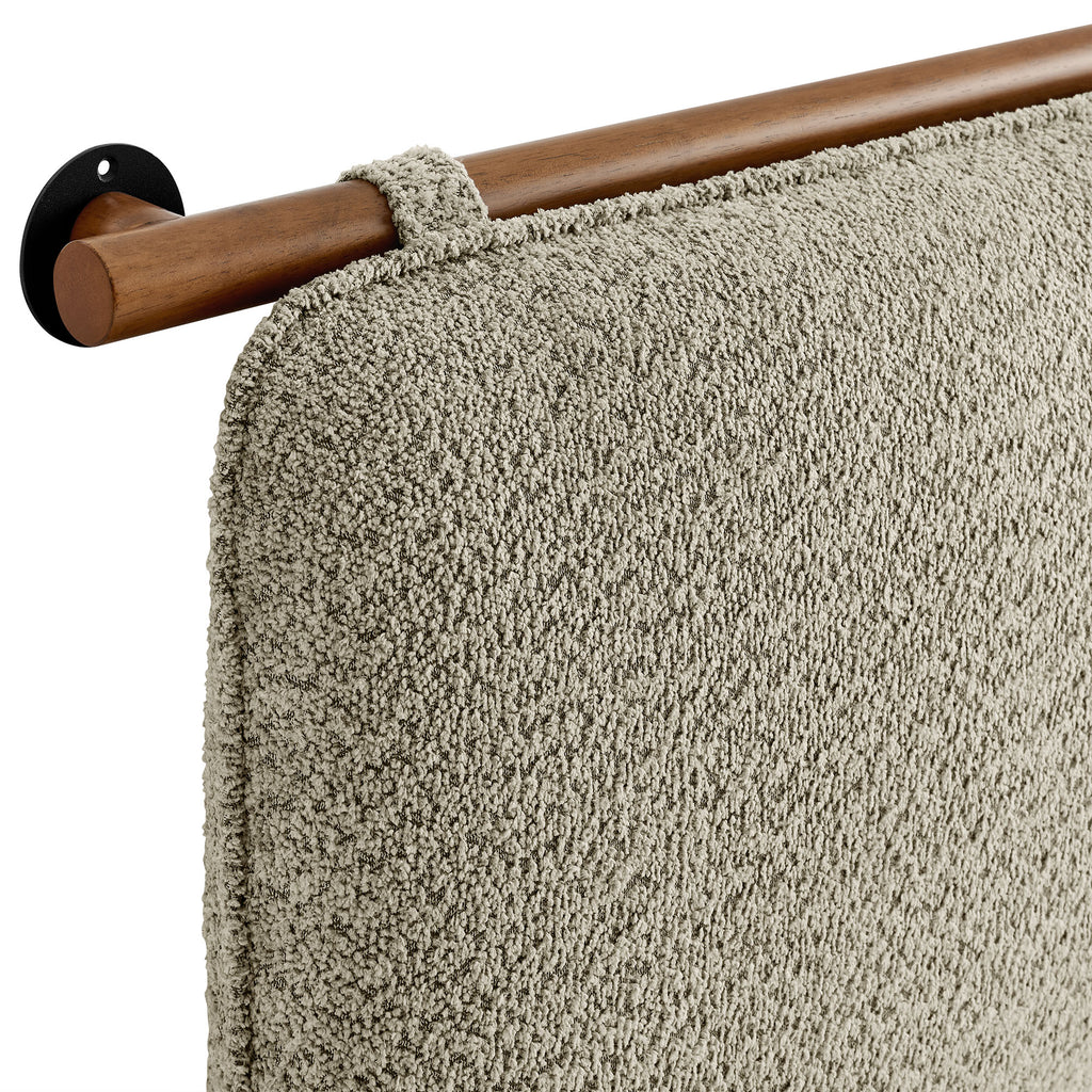Anela Wall-Mounted Chenille Upholstered Full Headboard - Oatmeal Walnut