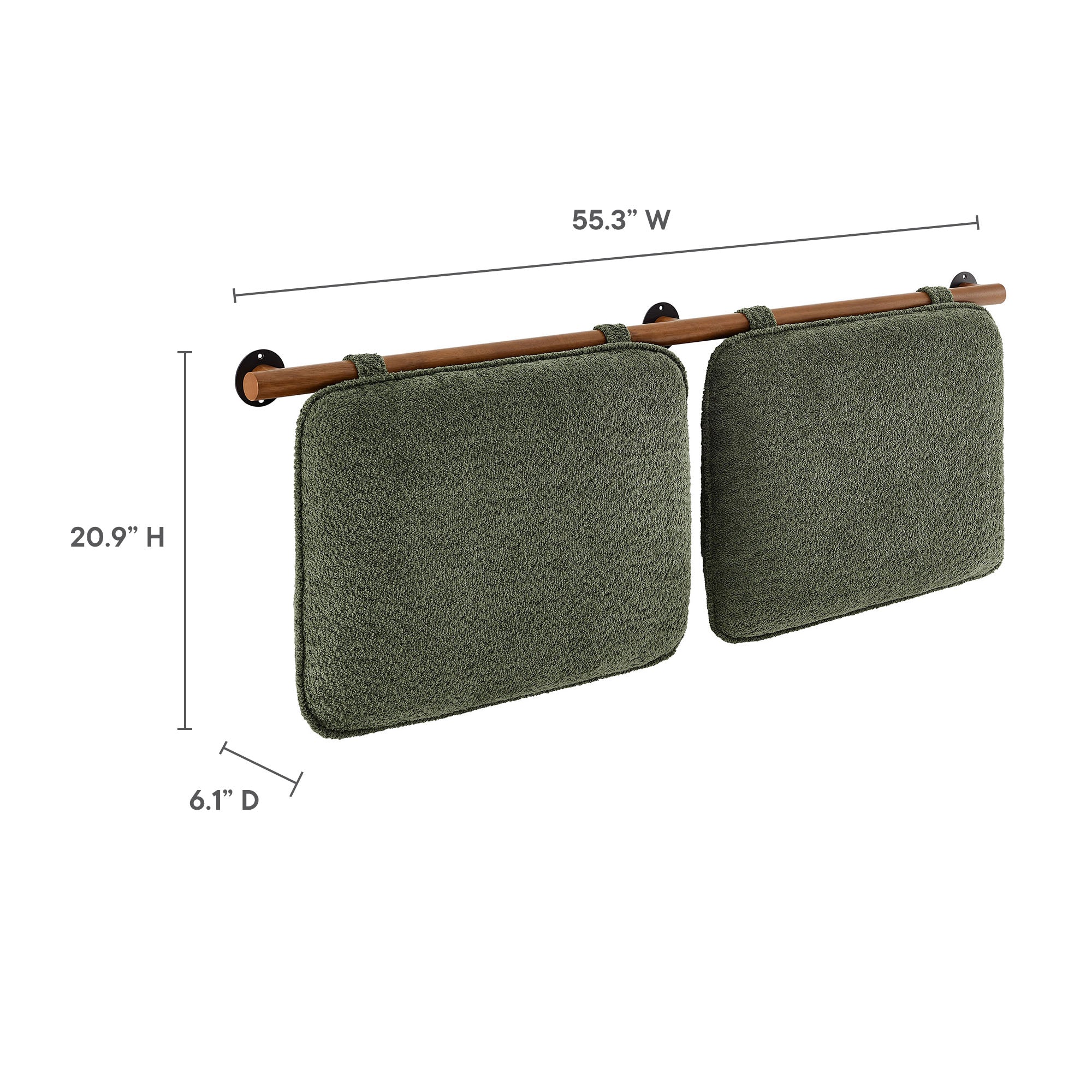 Anela Wall-Mounted Chenille Upholstered Full Headboard - Sage Walnut