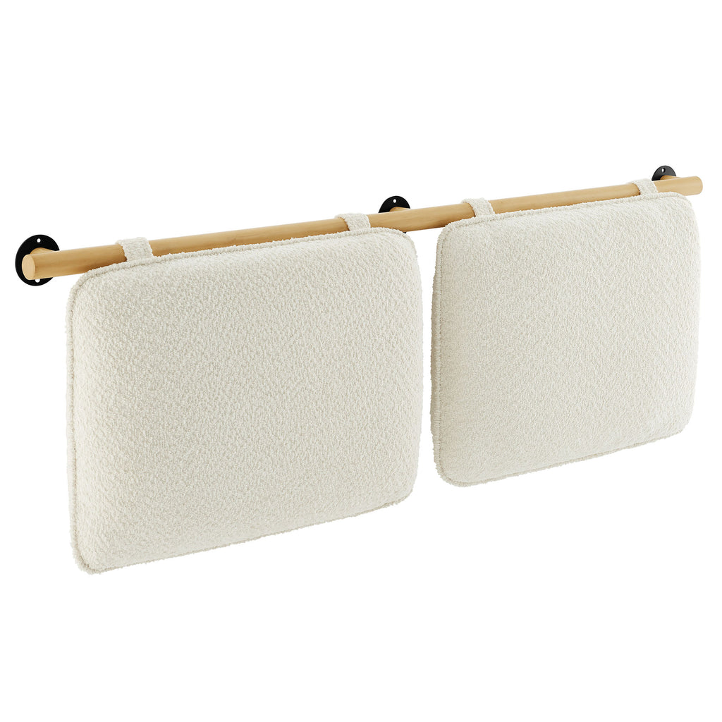 Anela Wall-Mounted Chenille Upholstered Queen Headboard - Cream Natural