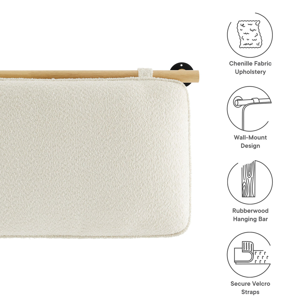 Anela Wall-Mounted Chenille Upholstered Queen Headboard - Cream Natural