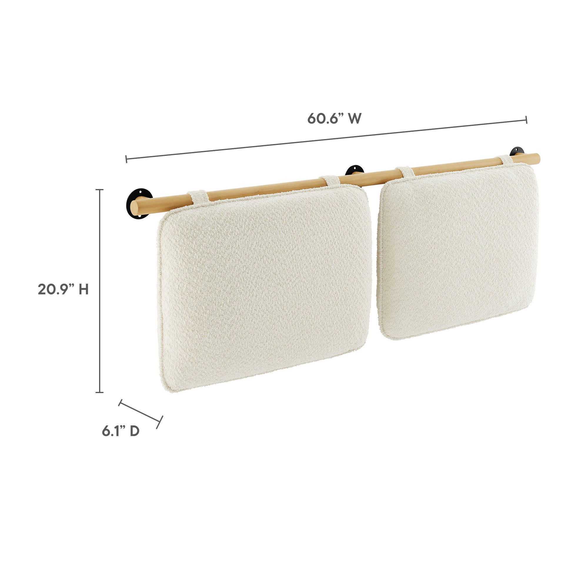 Anela Wall-Mounted Chenille Upholstered Queen Headboard - Cream Natural