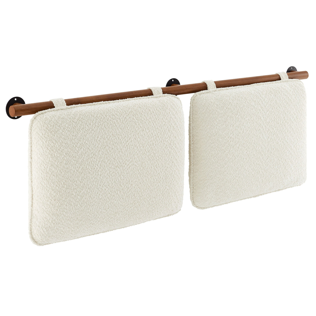 Anela Wall-Mounted Chenille Upholstered Queen Headboard - Cream Walnut