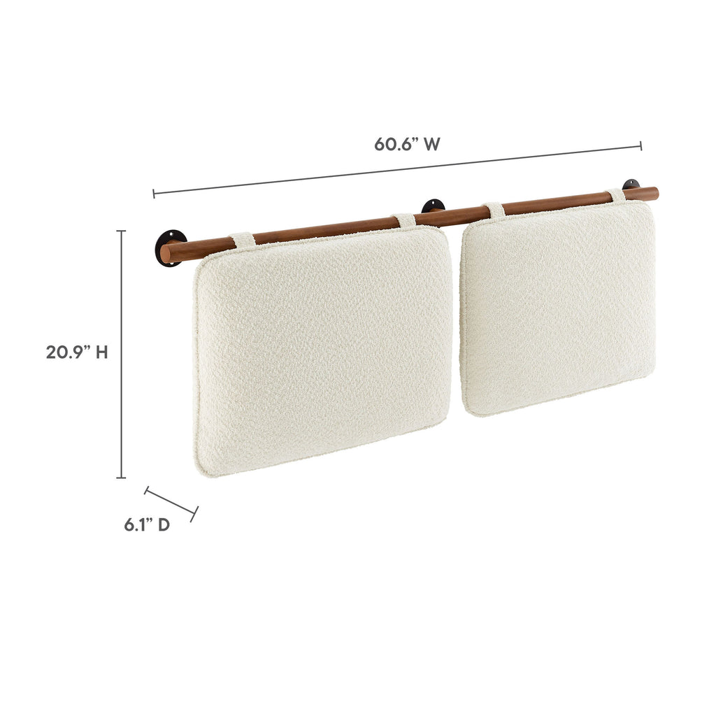 Anela Wall-Mounted Chenille Upholstered Queen Headboard - Cream Walnut