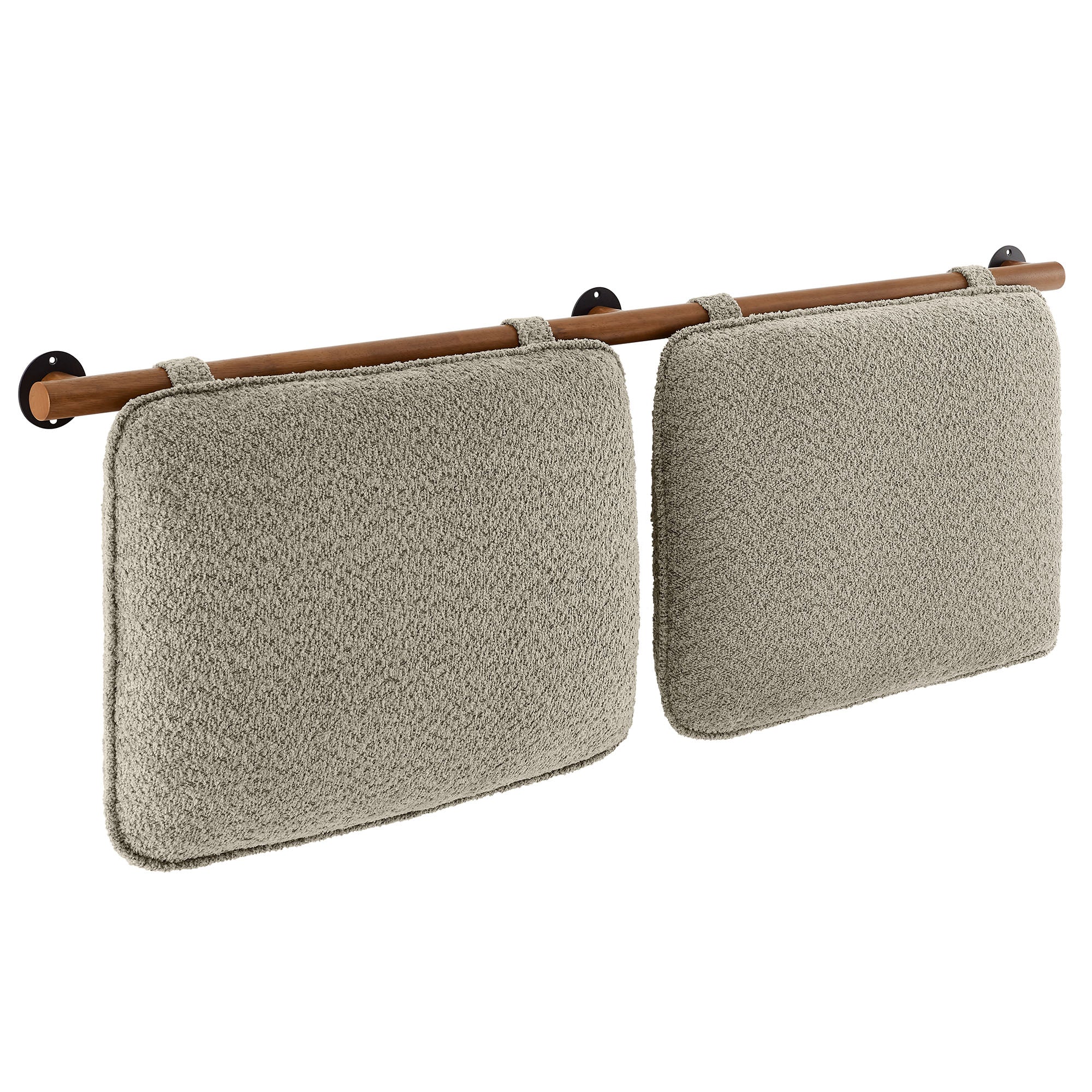 Anela Wall-Mounted Chenille Upholstered Queen Headboard - Oatmeal Walnut