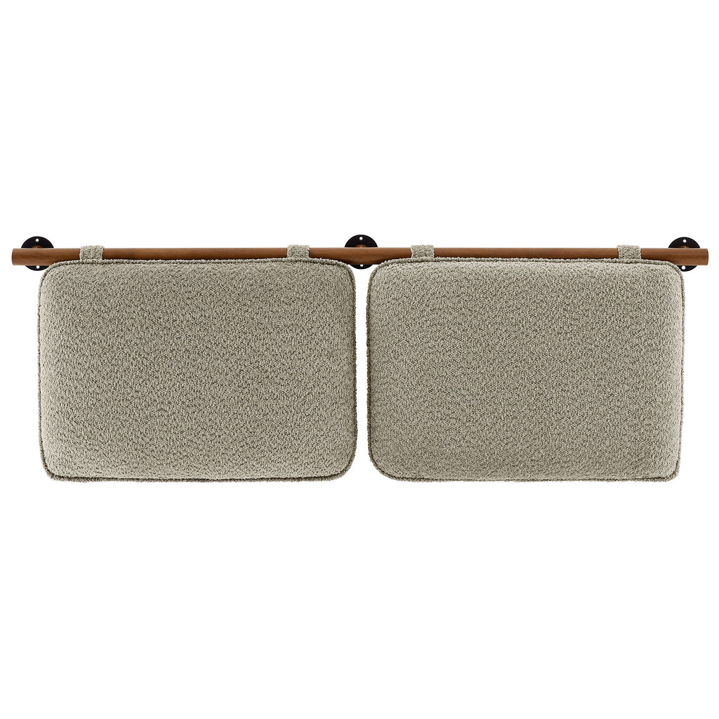 Anela Wall-Mounted Chenille Upholstered Queen Headboard - Oatmeal Walnut