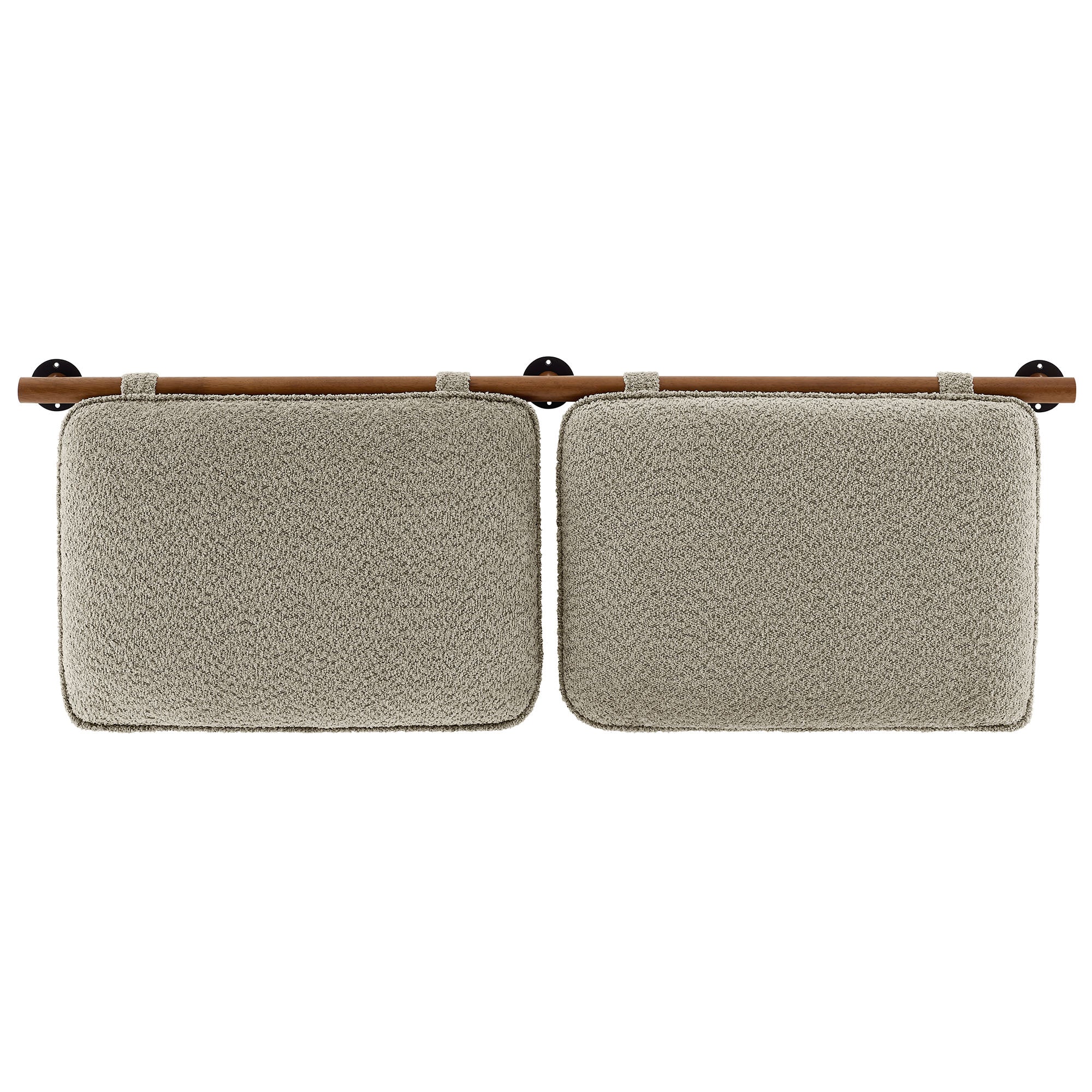 Anela Wall-Mounted Chenille Upholstered Queen Headboard - Oatmeal Walnut
