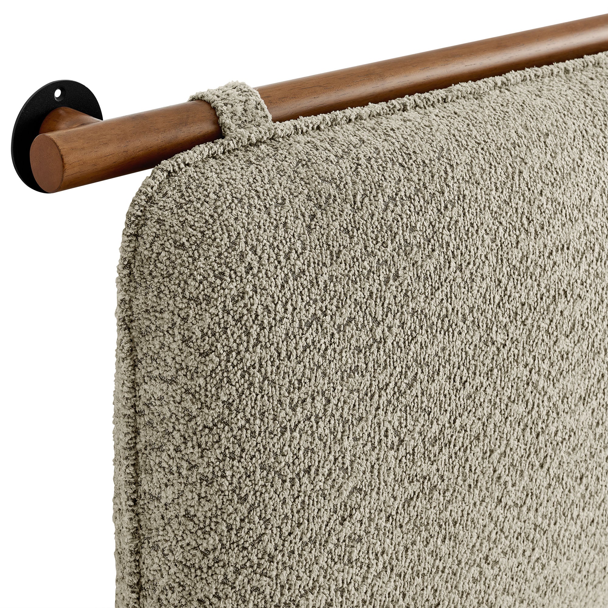 Anela Wall-Mounted Chenille Upholstered Queen Headboard - Oatmeal Walnut