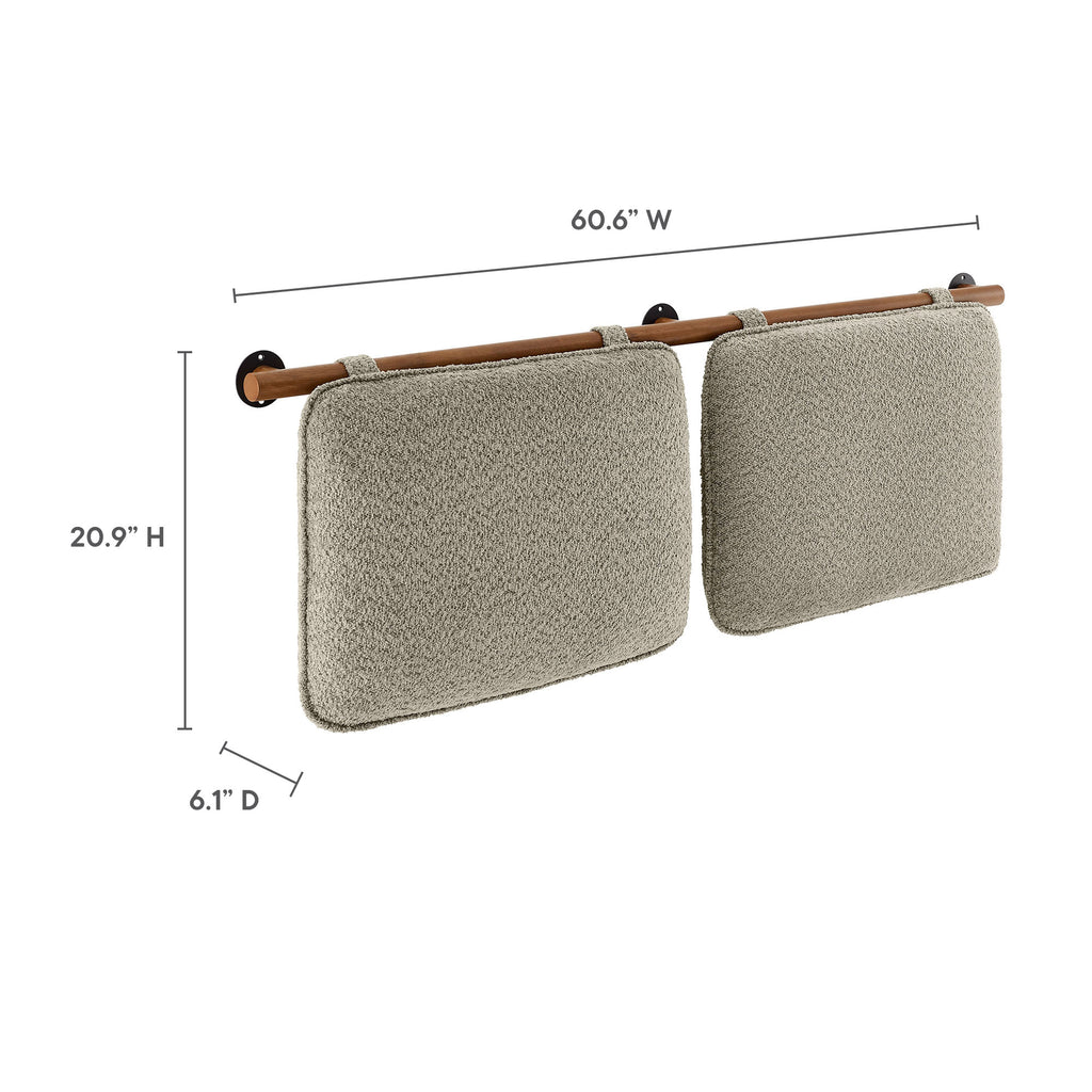 Anela Wall-Mounted Chenille Upholstered Queen Headboard - Oatmeal Walnut