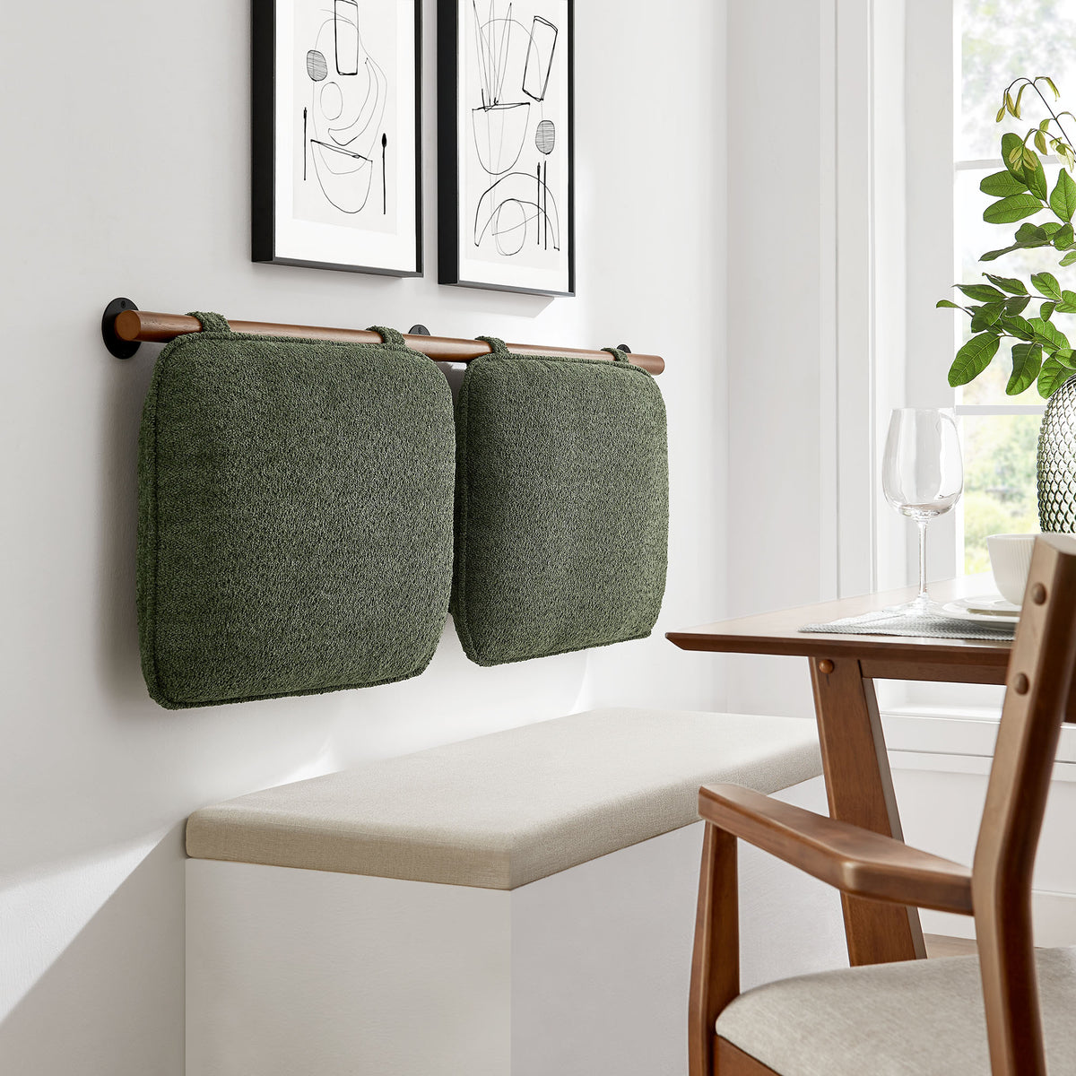 Anela Wall-Mounted Chenille Upholstered Queen Headboard - Sage Walnut