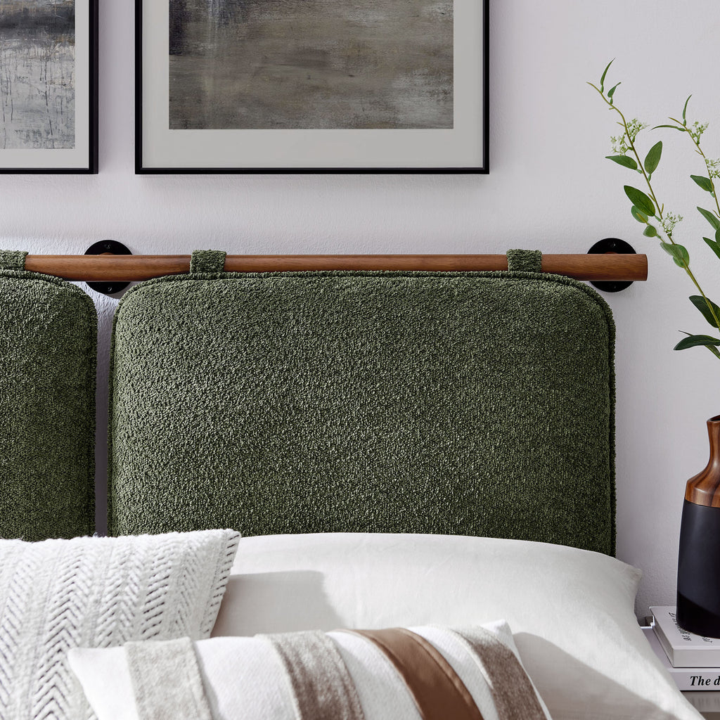 Anela Wall-Mounted Chenille Upholstered Queen Headboard - Sage Walnut