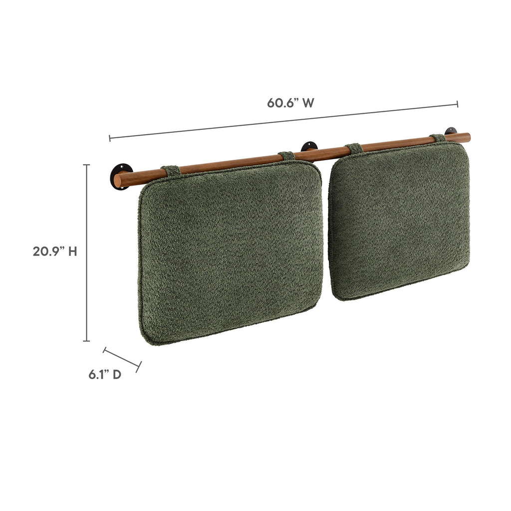 Anela Wall-Mounted Chenille Upholstered Queen Headboard - Sage Walnut