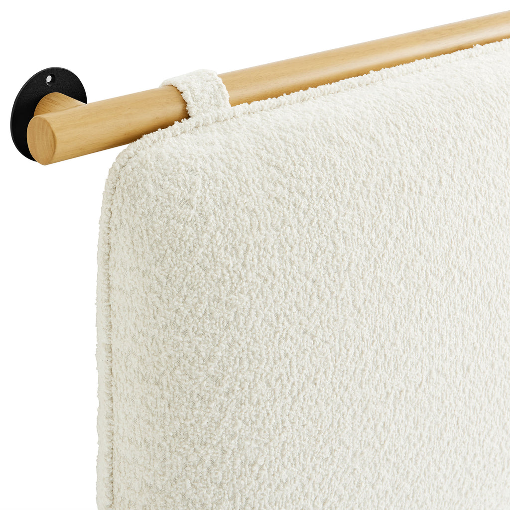 Anela Wall-Mounted Chenille Upholstered King Size Headboard - Cream Natural