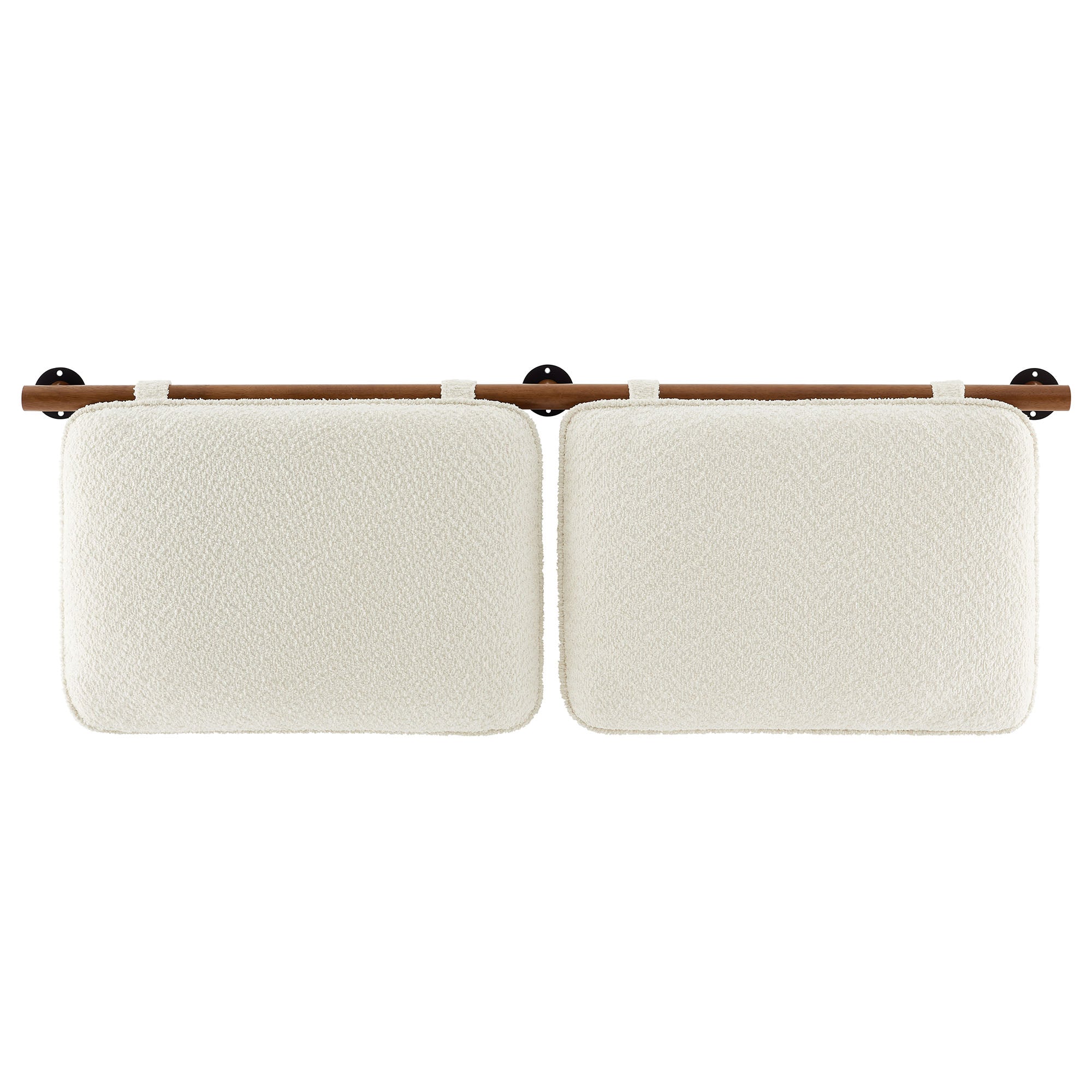 Anela Wall-Mounted Chenille Upholstered King Size Headboard - Cream Walnut