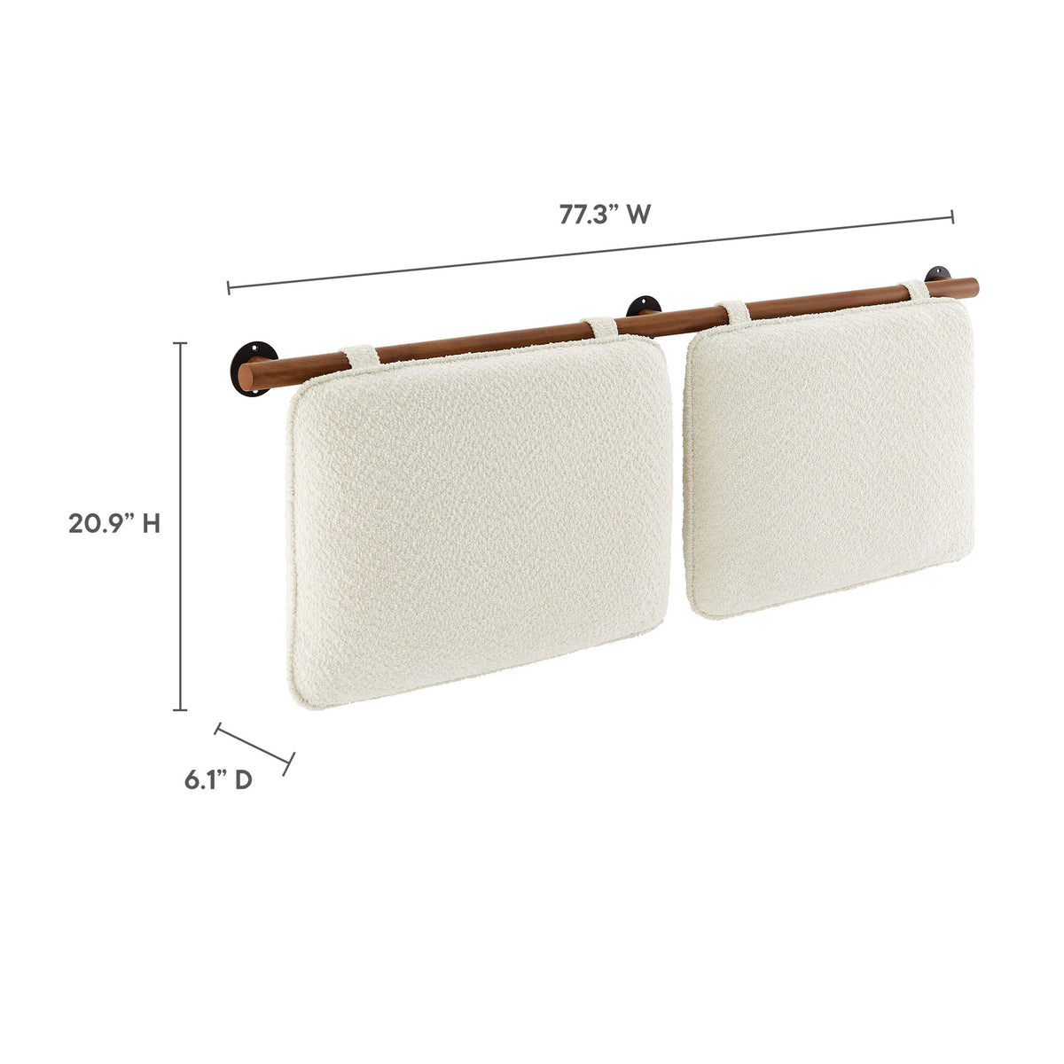 Anela Wall-Mounted Chenille Upholstered King Size Headboard - Cream Walnut