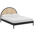 Odette Queen Arched Rattan Cane Platform Bed - Black