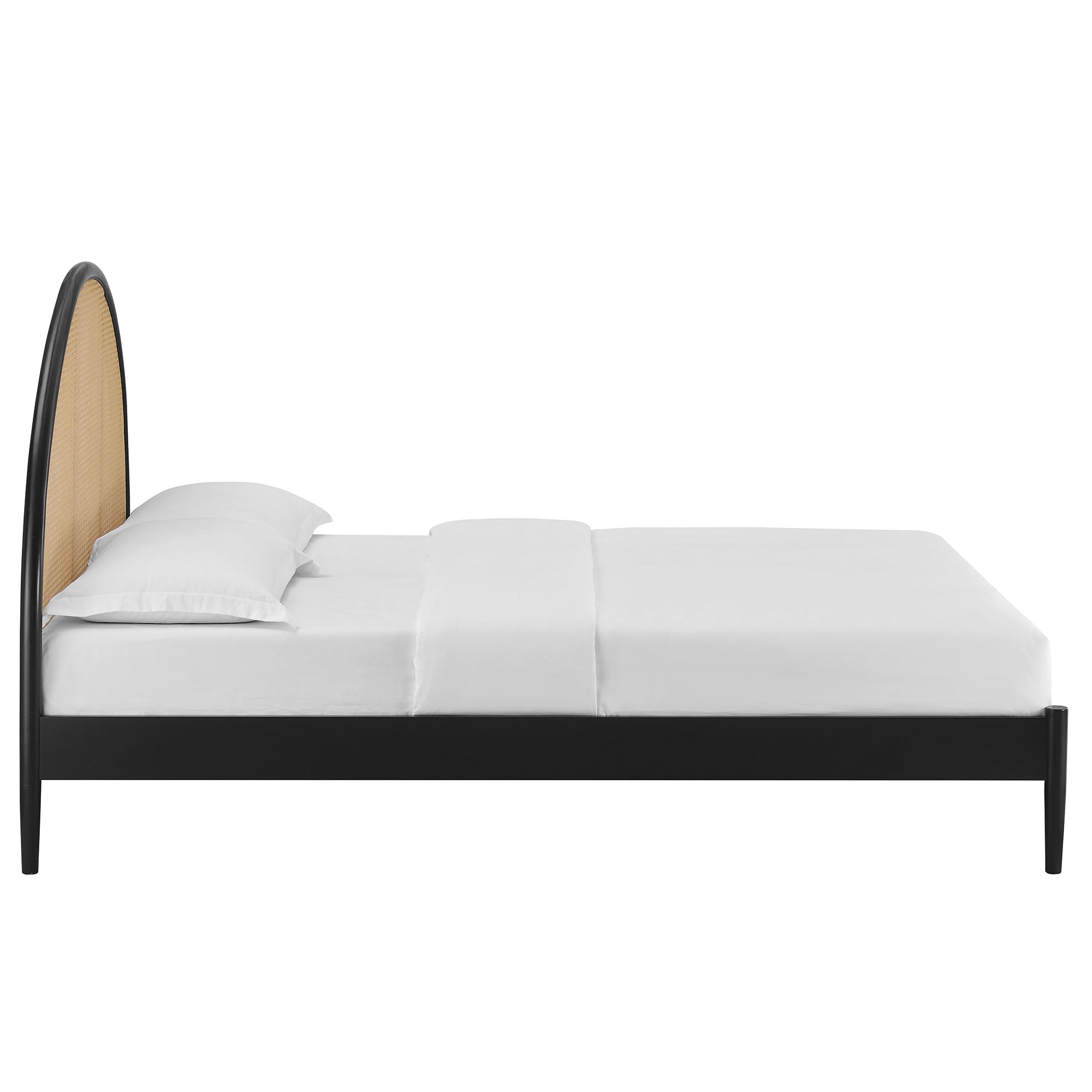 Odette Queen Arched Rattan Cane Platform Bed - Black