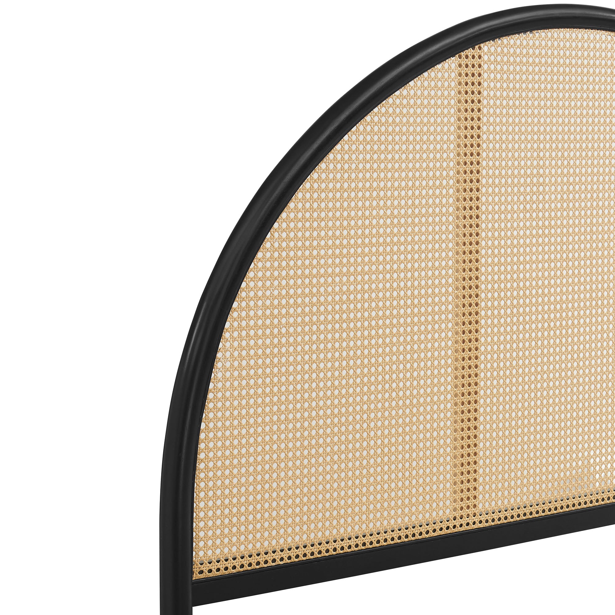 Odette Queen Arched Rattan Cane Platform Bed - Black