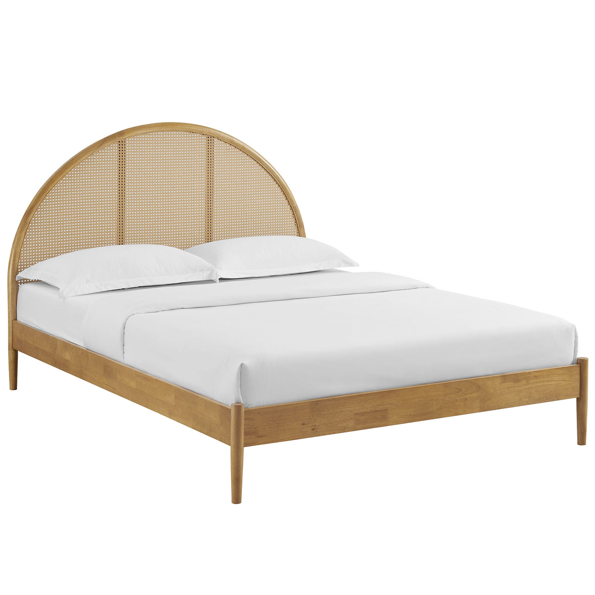 Odette Queen Arched Rattan Cane Platform Bed - Oak