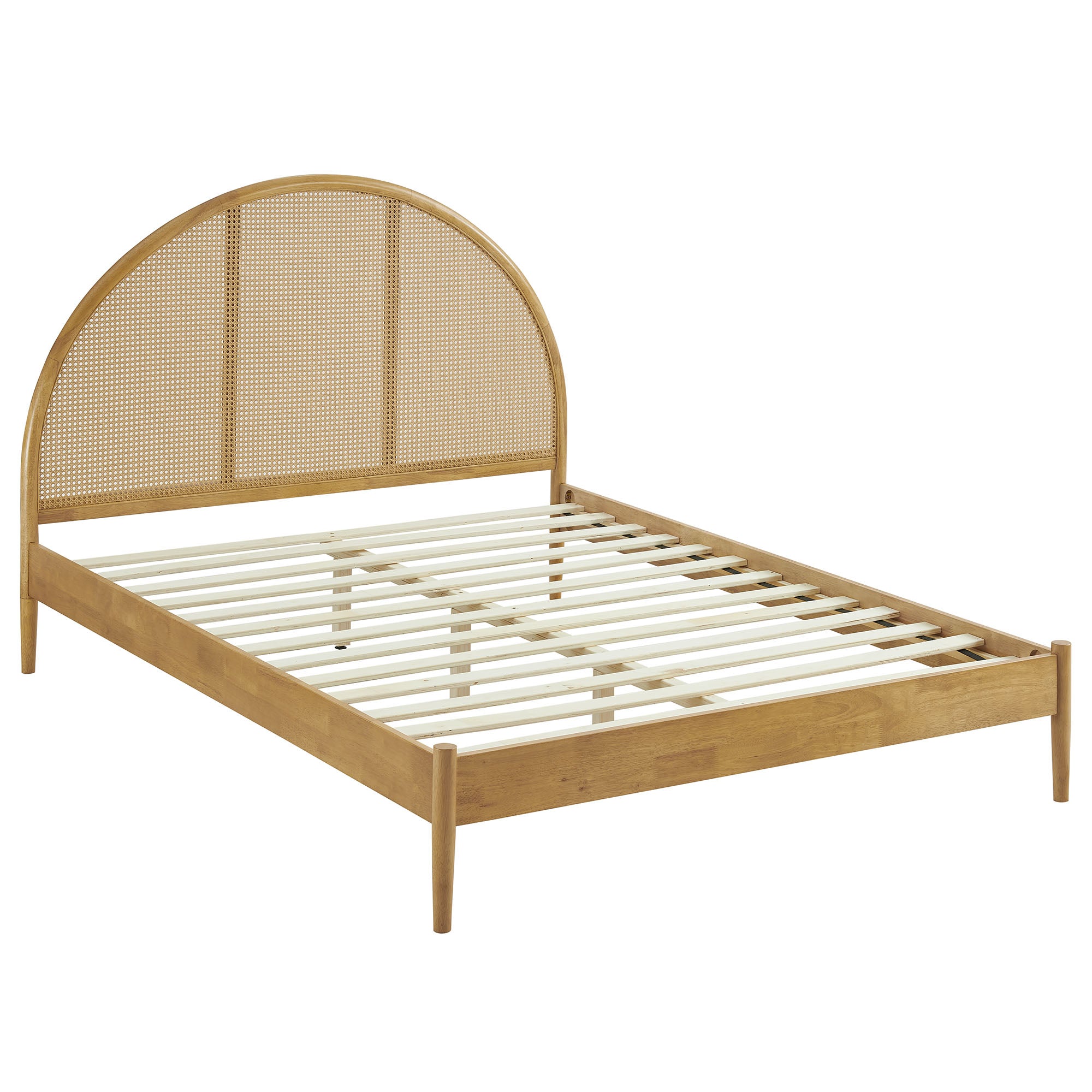 Odette Queen Arched Rattan Cane Platform Bed - Oak