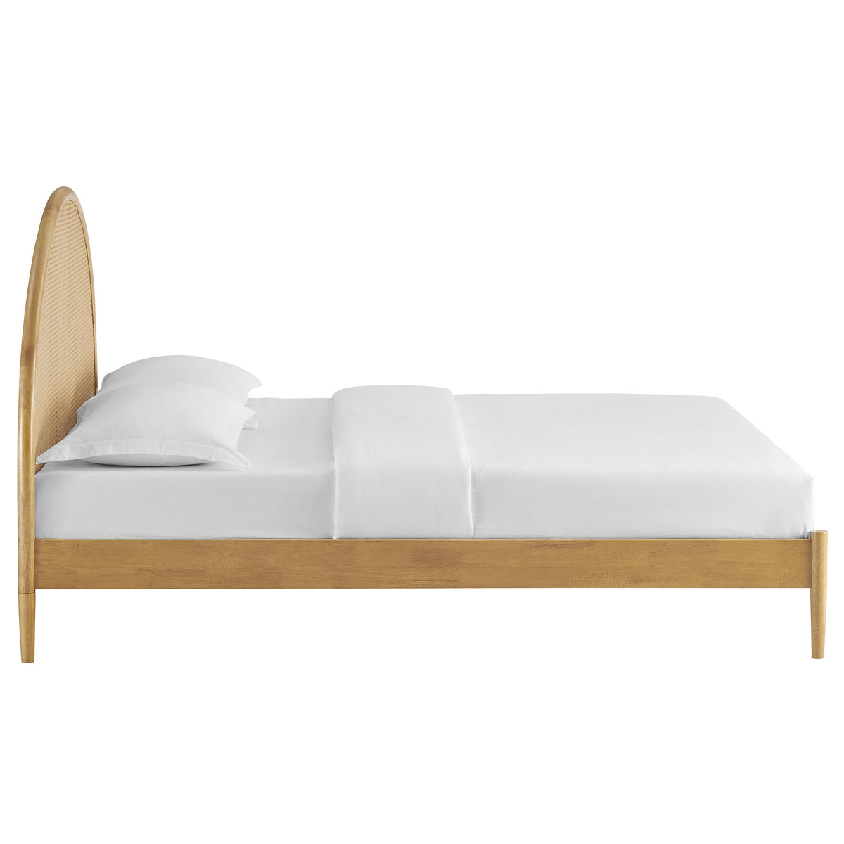 Odette Queen Arched Rattan Cane Platform Bed - Oak