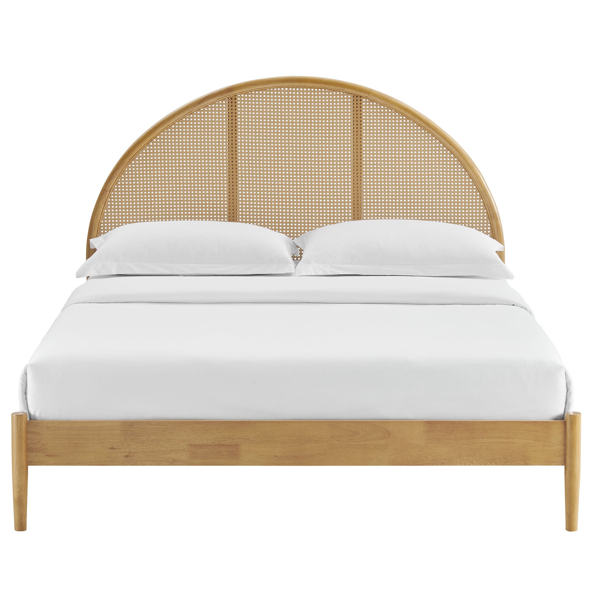 Odette Queen Arched Rattan Cane Platform Bed - Oak
