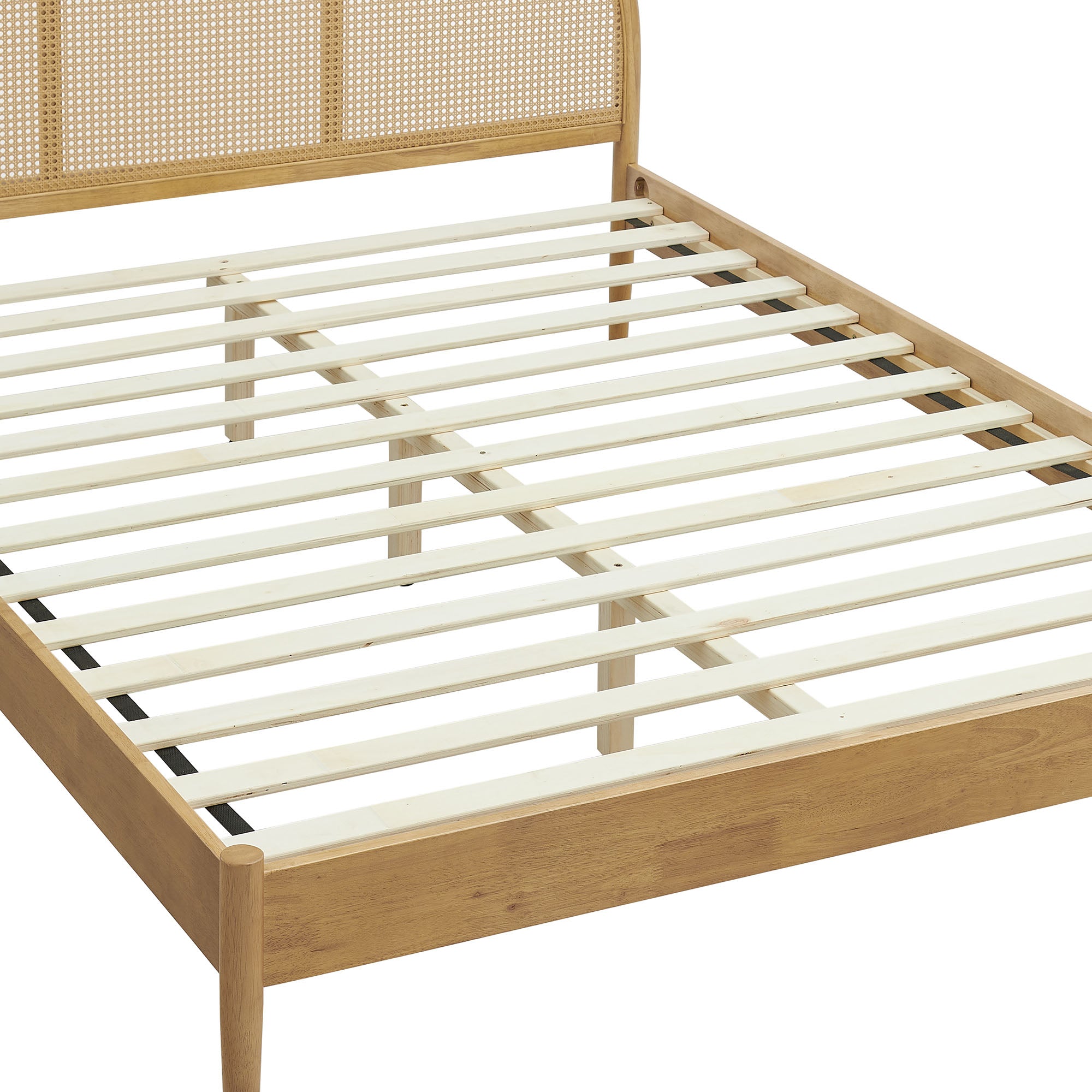 Odette Queen Arched Rattan Cane Platform Bed - Oak