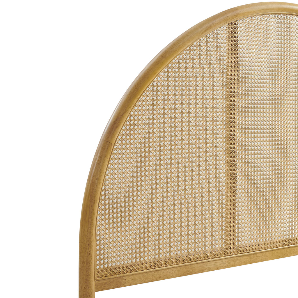 Odette Queen Arched Rattan Cane Platform Bed - Oak