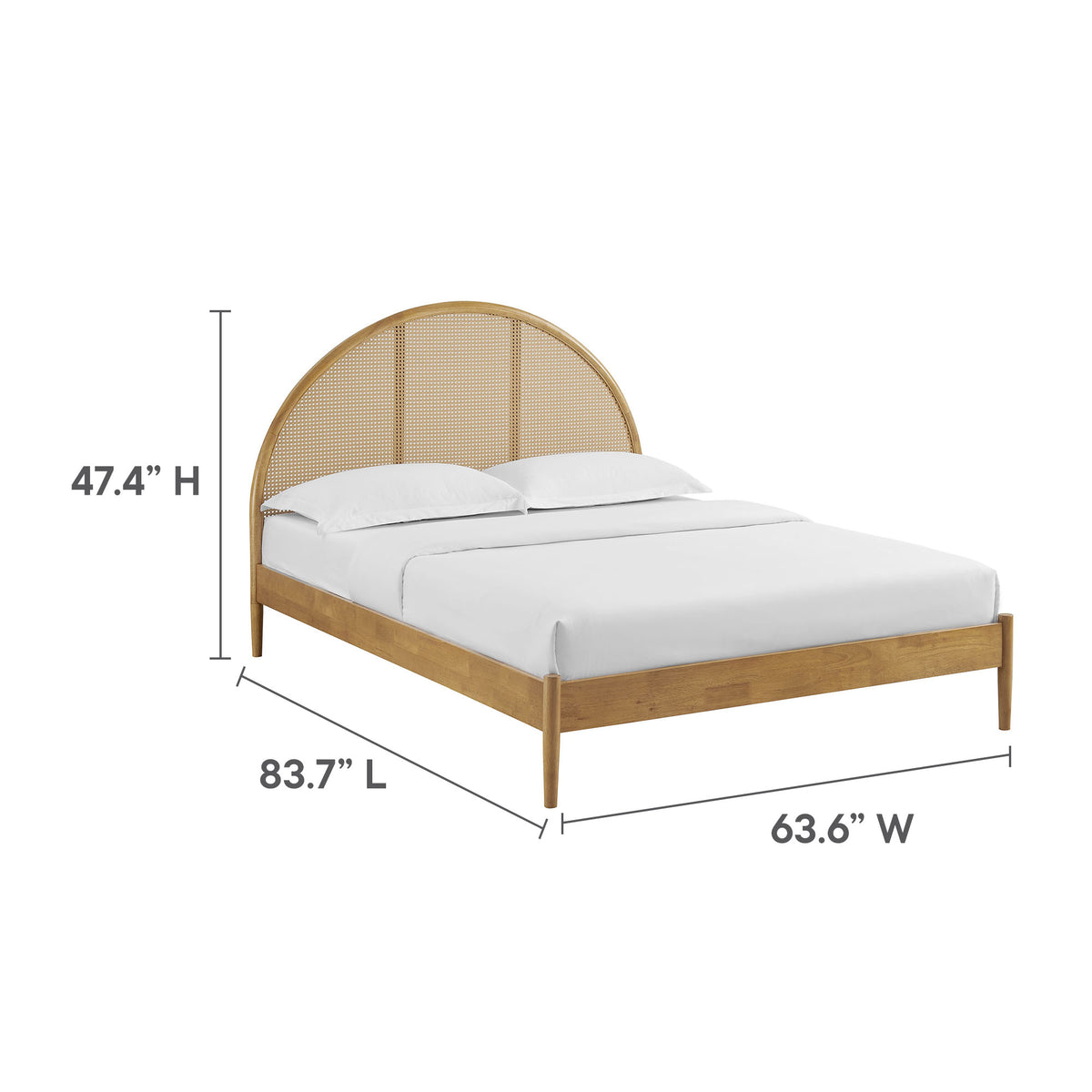 Odette Queen Arched Rattan Cane Platform Bed - Oak
