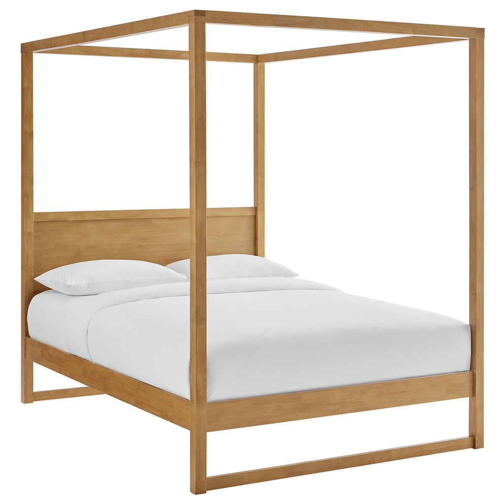 Alva Queen Wood Canopy Platform Bed - Oak
