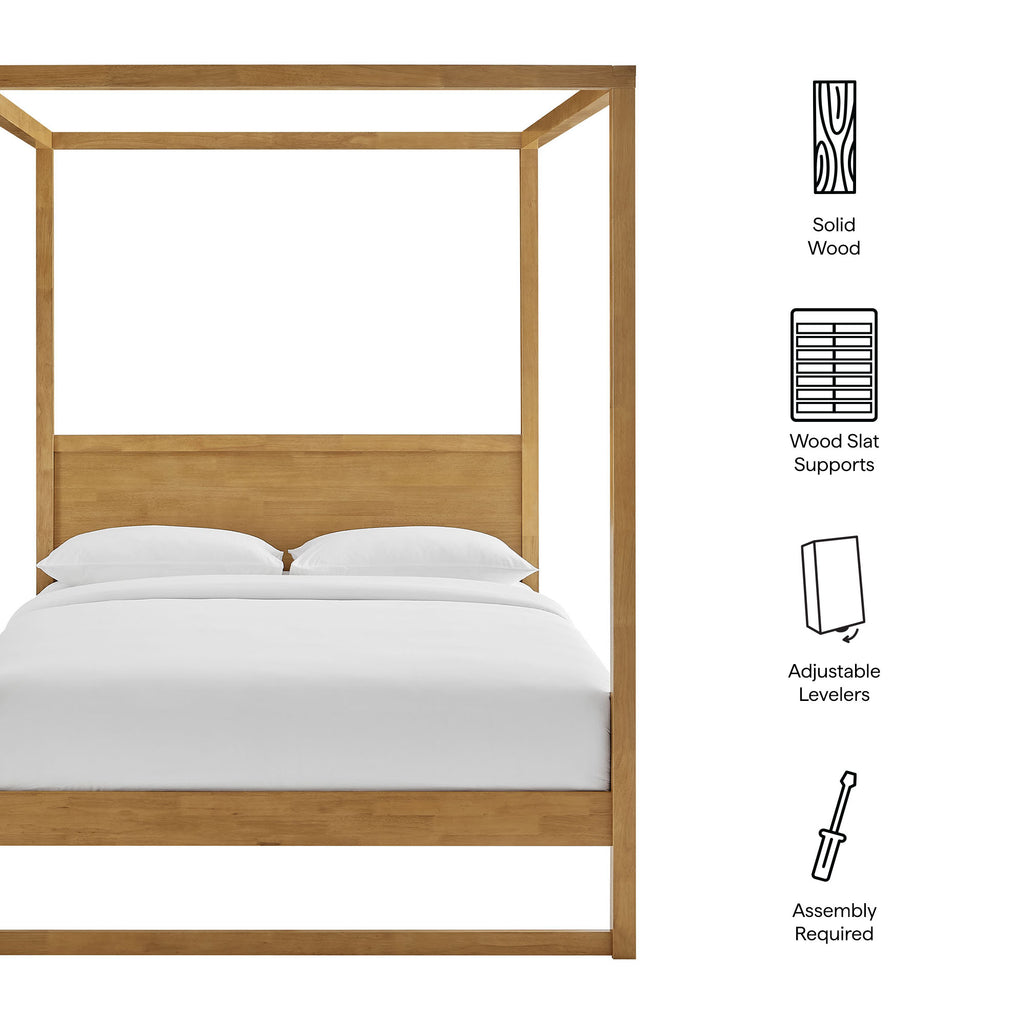 Alva Queen Wood Canopy Platform Bed - Oak