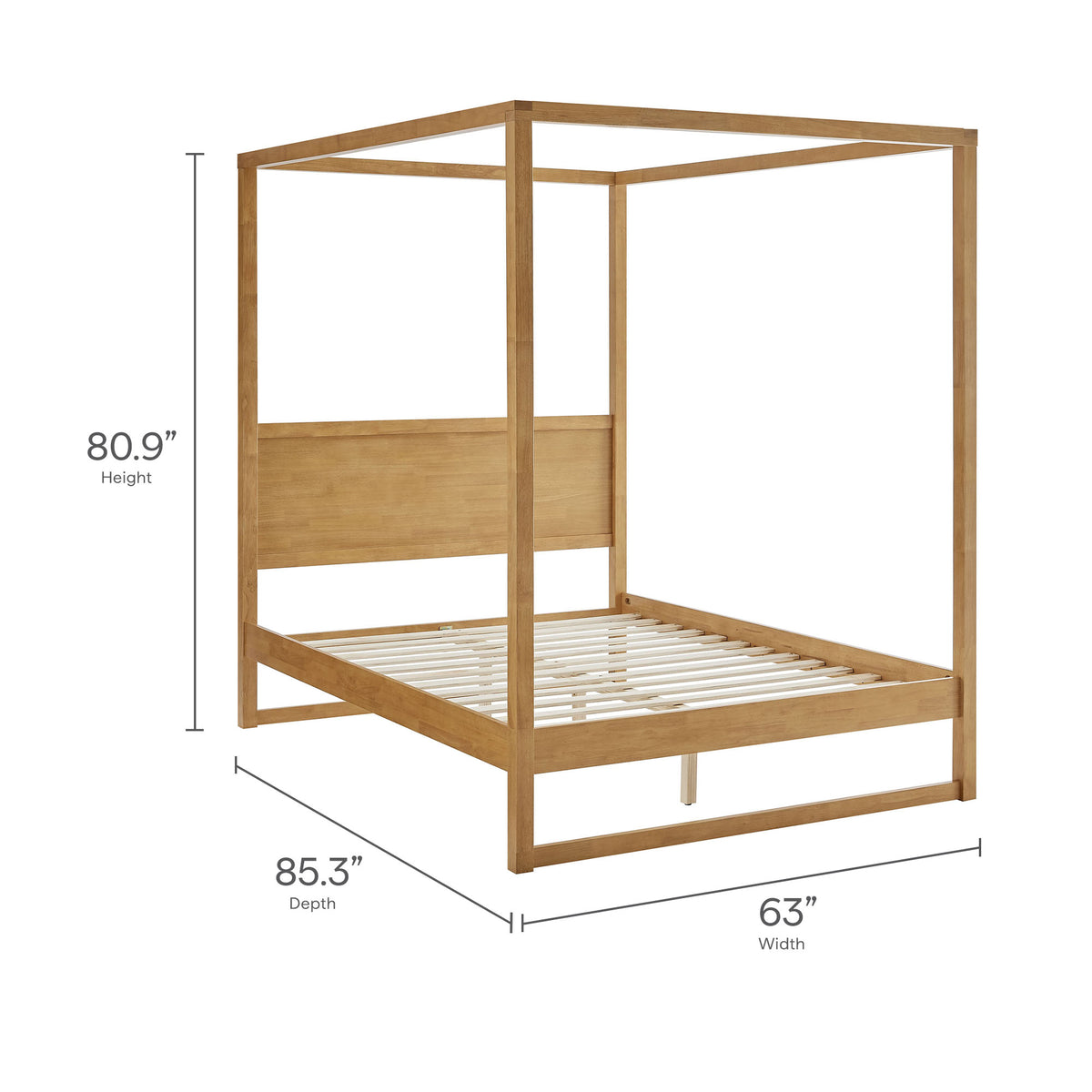 Alva Queen Wood Canopy Platform Bed - Oak