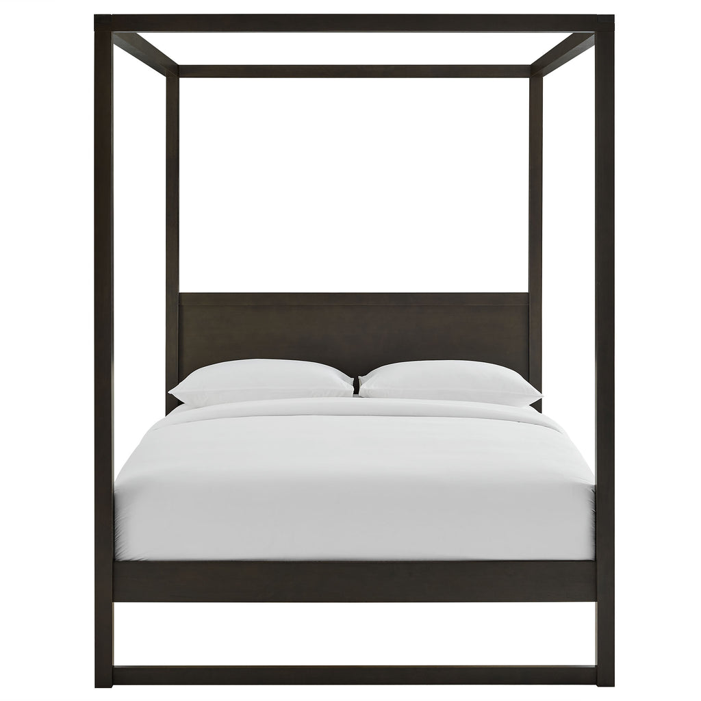 Alva Queen Wood Canopy Platform Bed - Smoked Oak