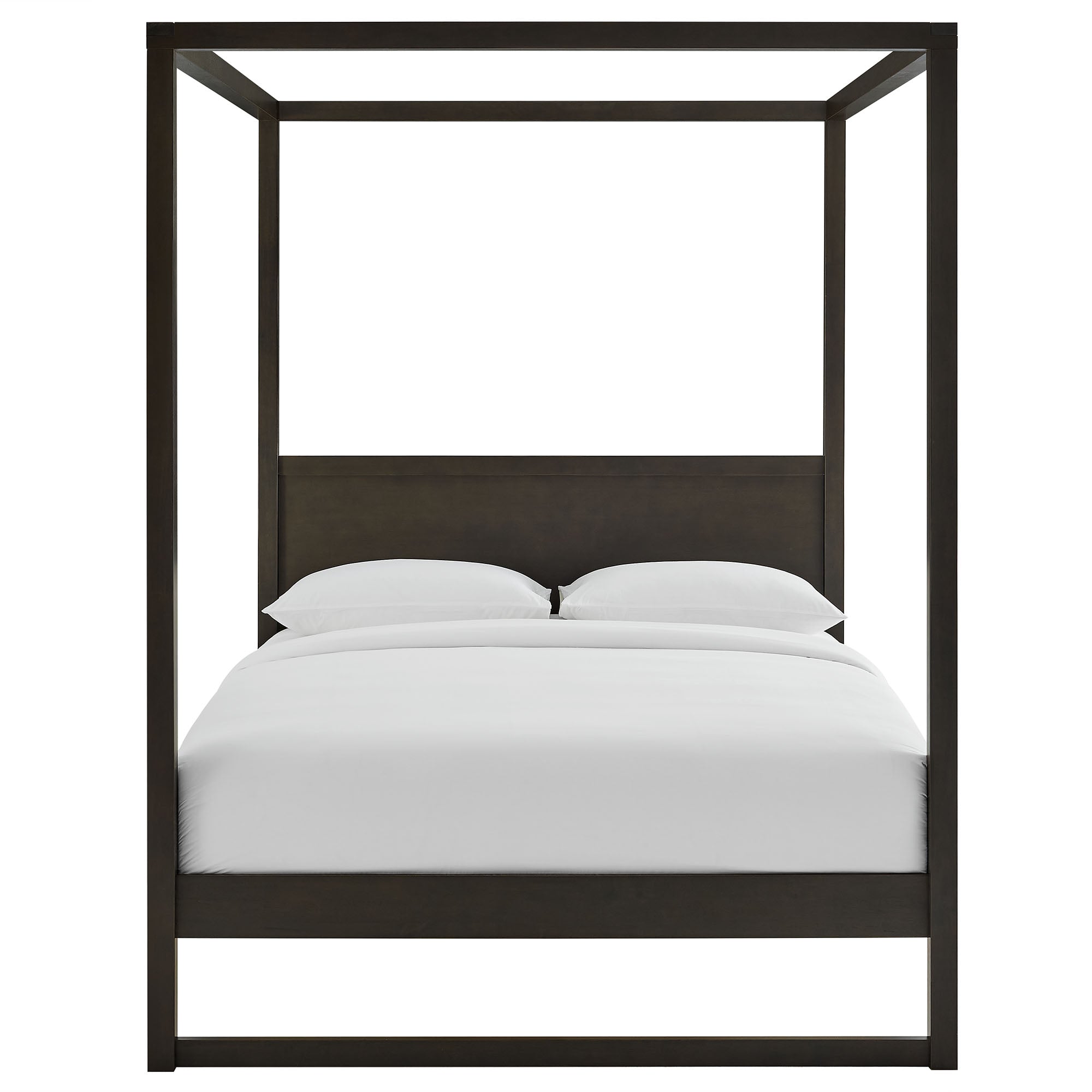 Alva Queen Wood Canopy Platform Bed - Smoked Oak