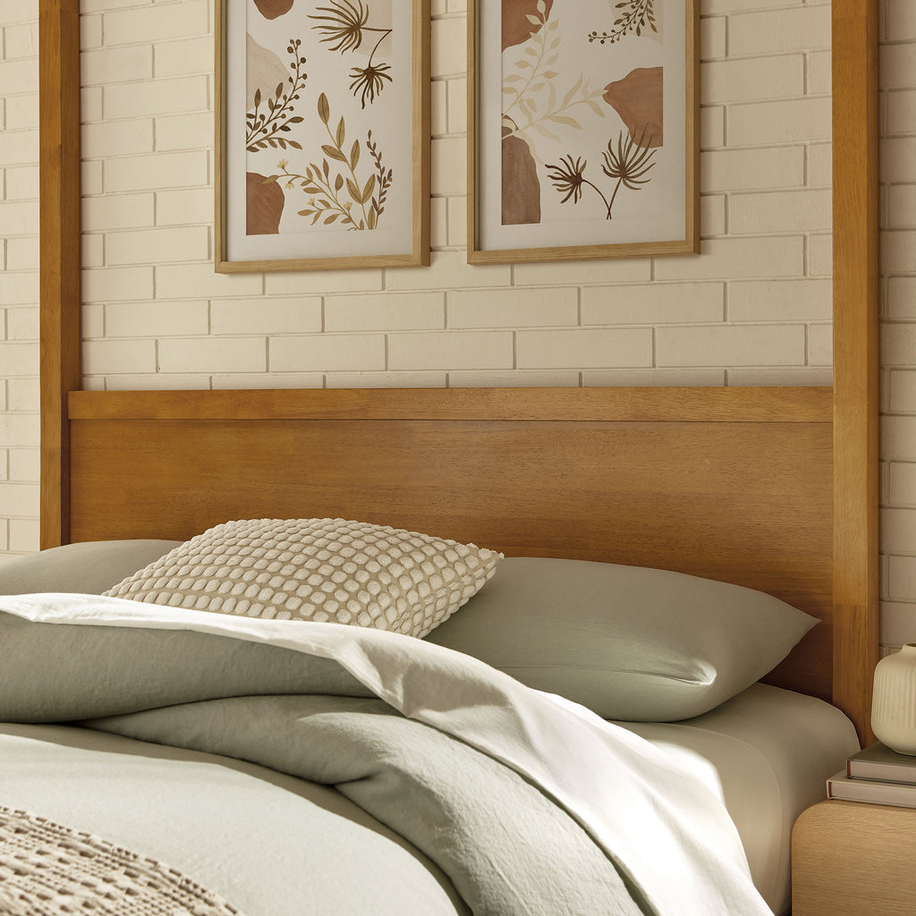Alva King Wood Canopy Platform Bed - Oak