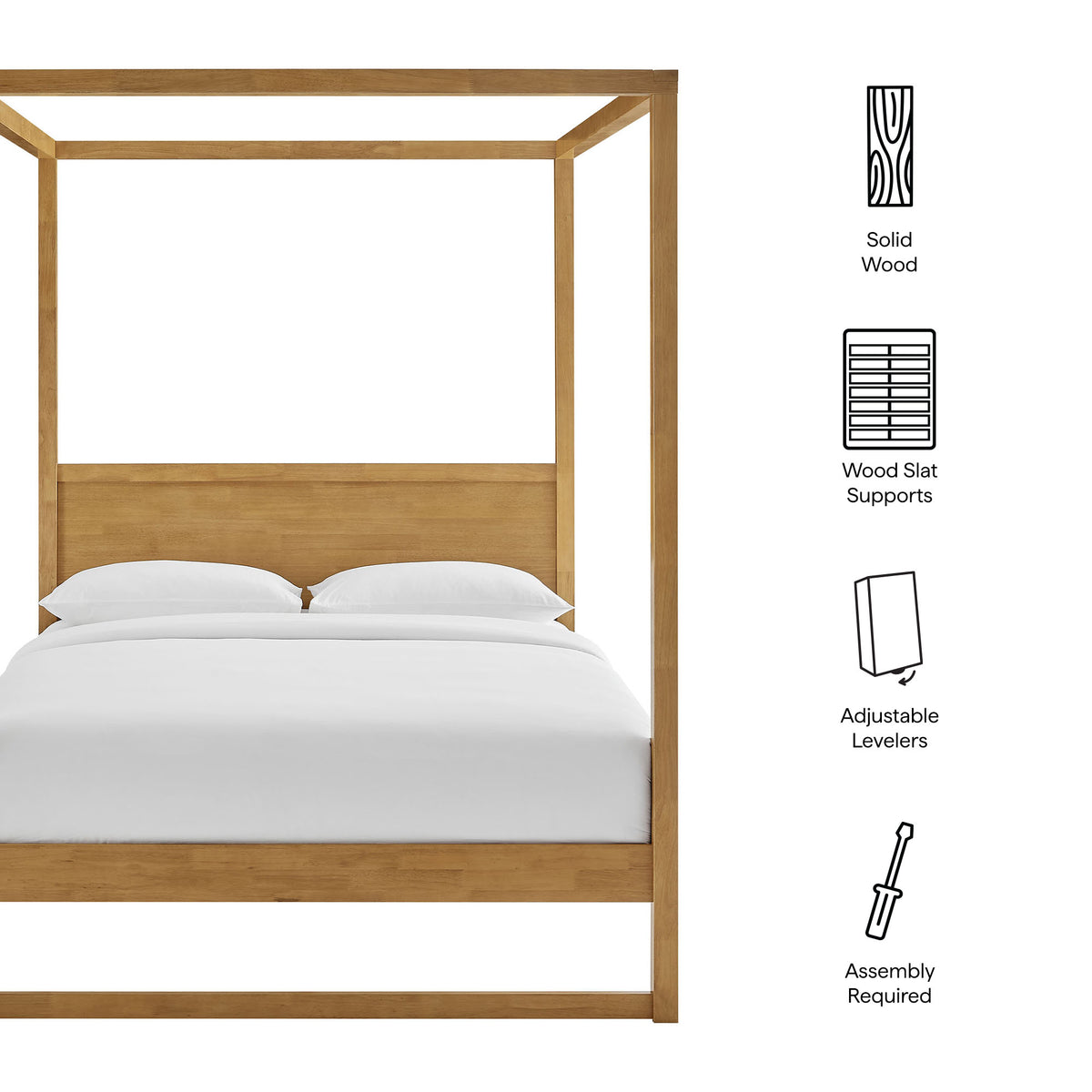 Alva King Wood Canopy Platform Bed - Oak