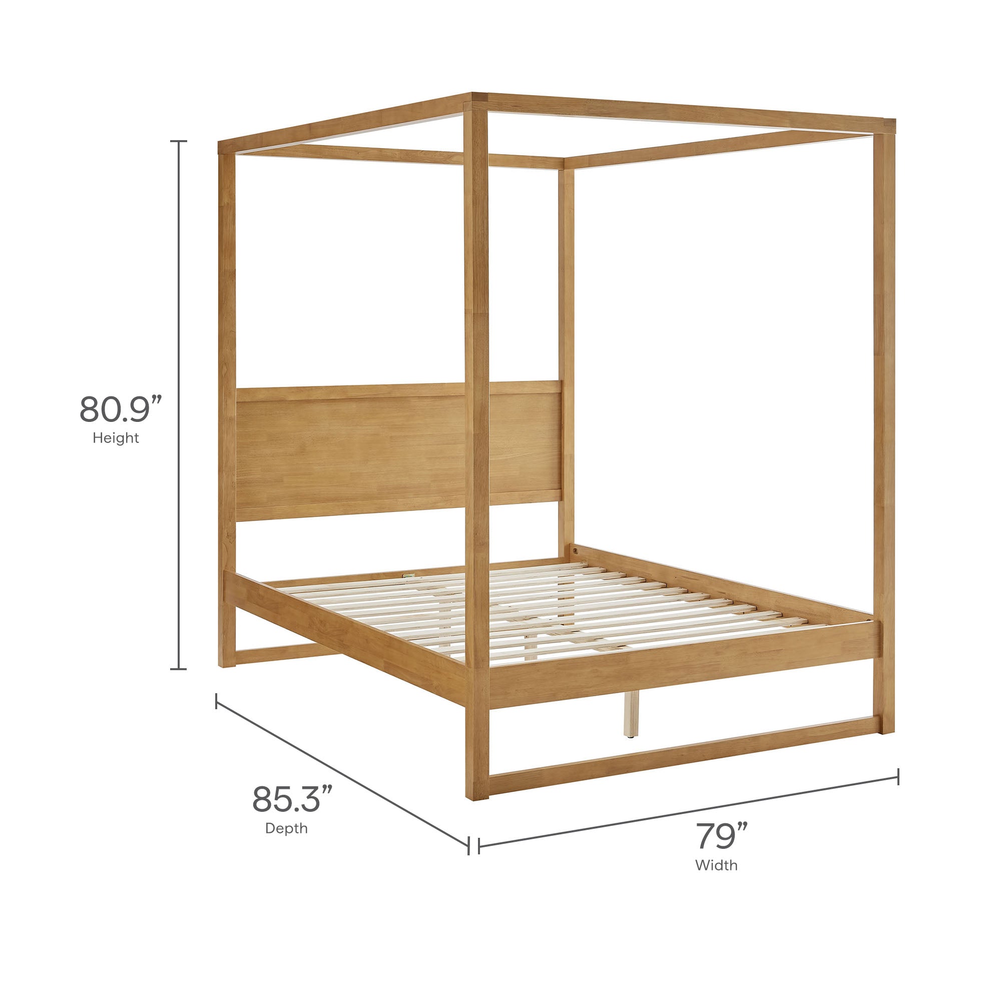Alva King Wood Canopy Platform Bed - Oak