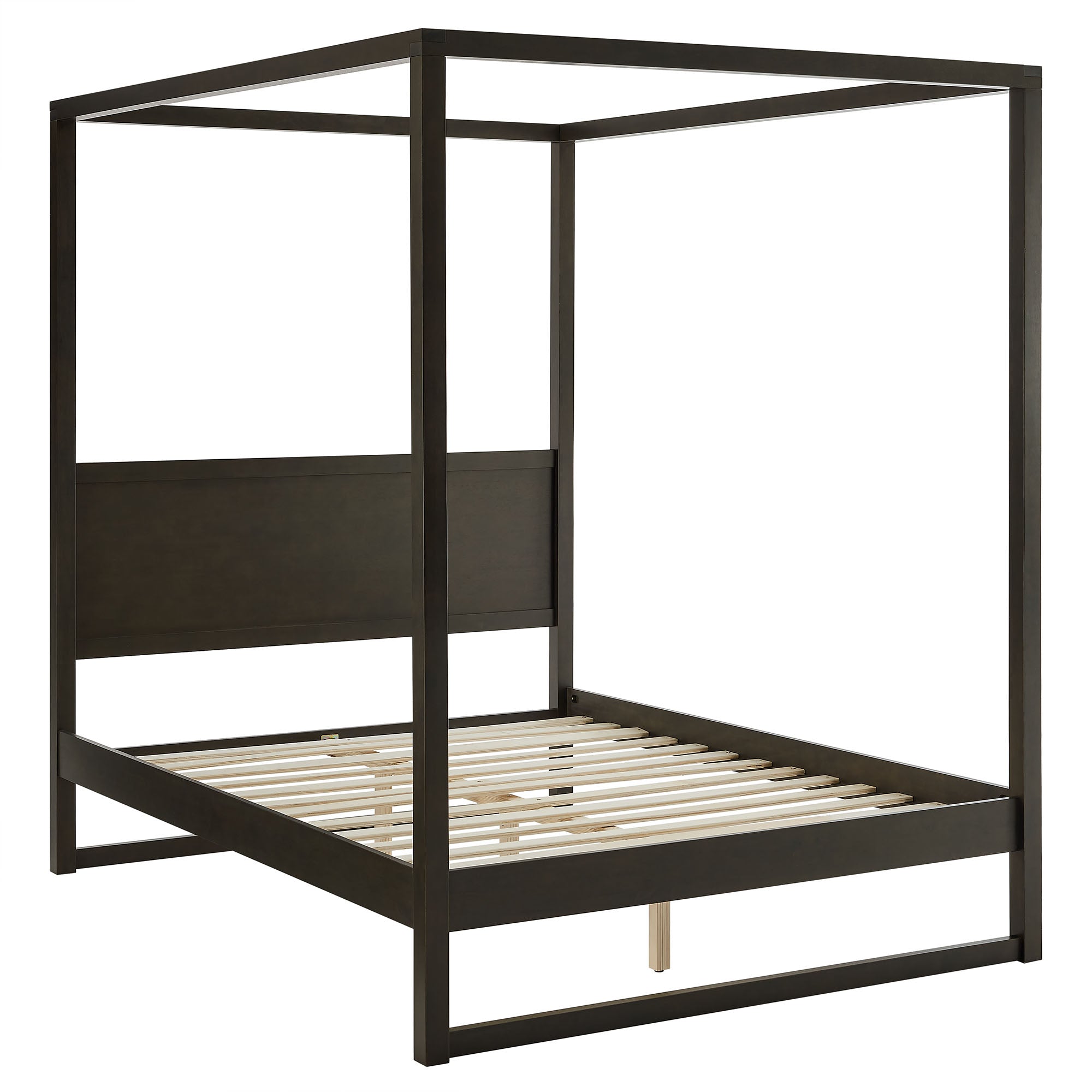 Alva King Wood Canopy Platform Bed - Smoked Oak