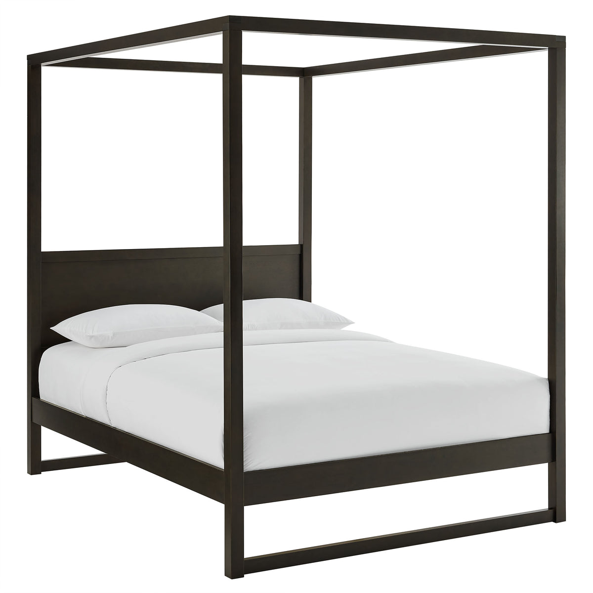 Alva King Wood Canopy Platform Bed - Smoked Oak