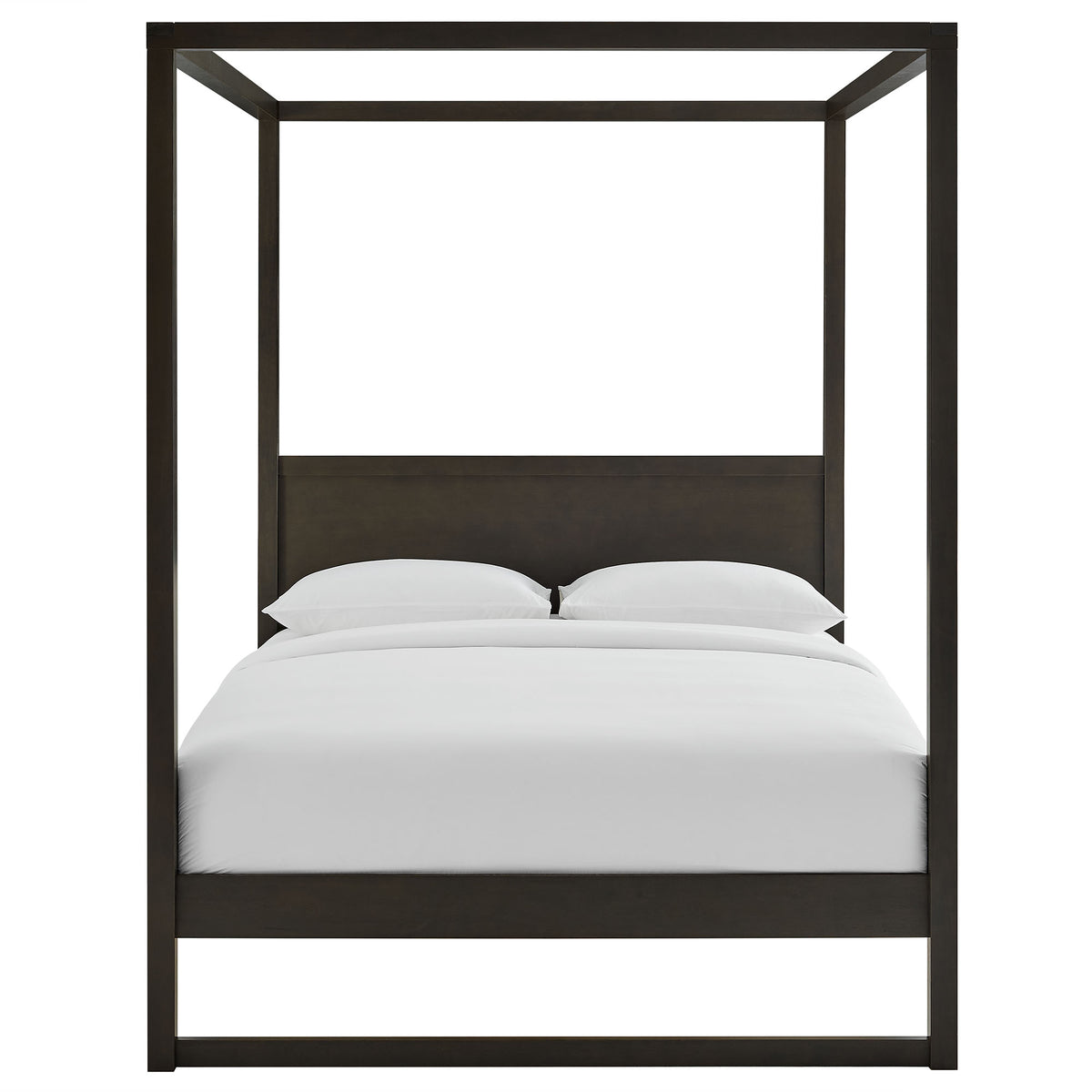 Alva King Wood Canopy Platform Bed - Smoked Oak