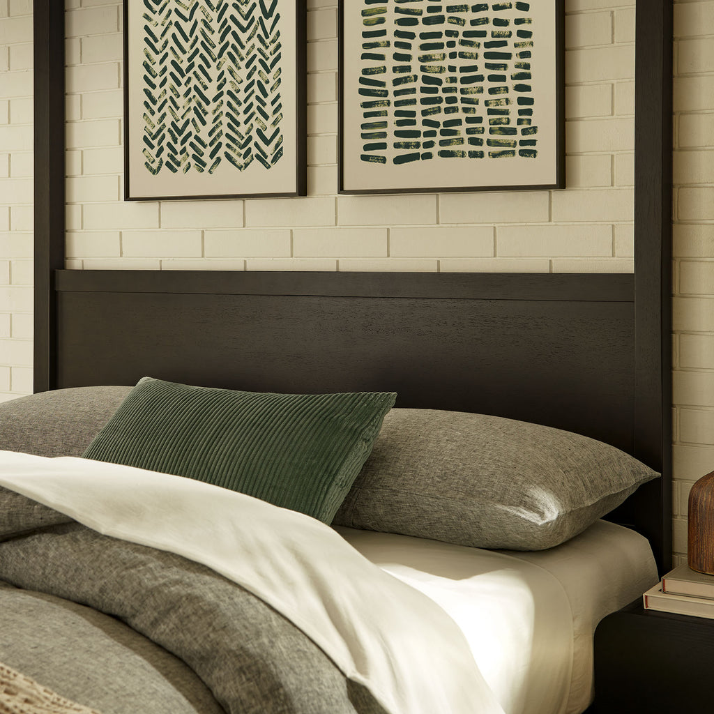 Alva King Wood Canopy Platform Bed - Smoked Oak